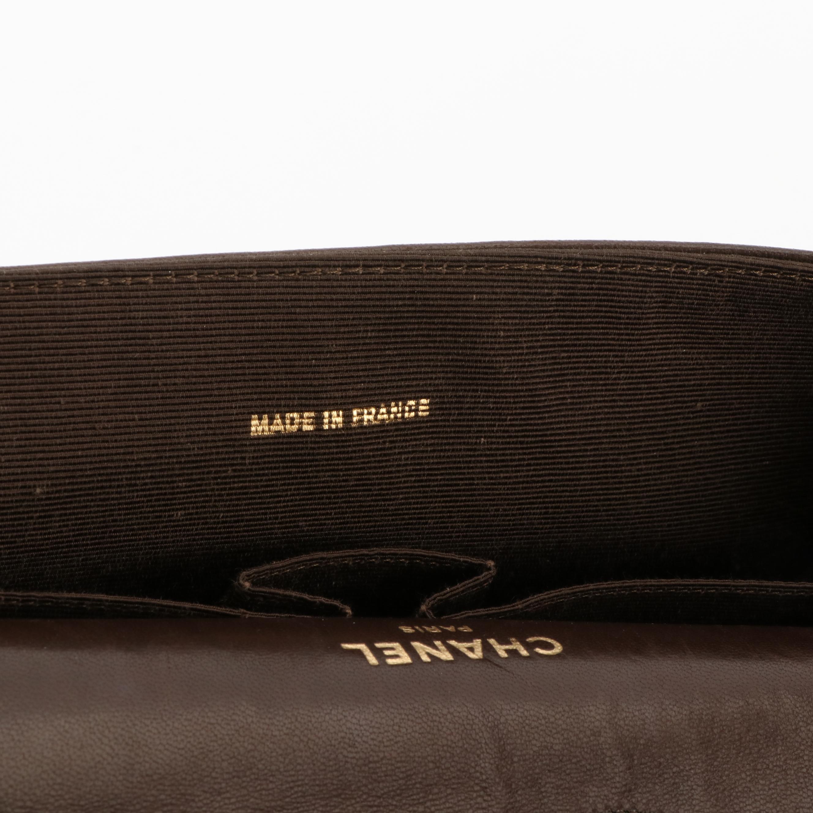 Chanel Classic Small Double-Flap Bag in Dark Brown Lambskin Leather with Box