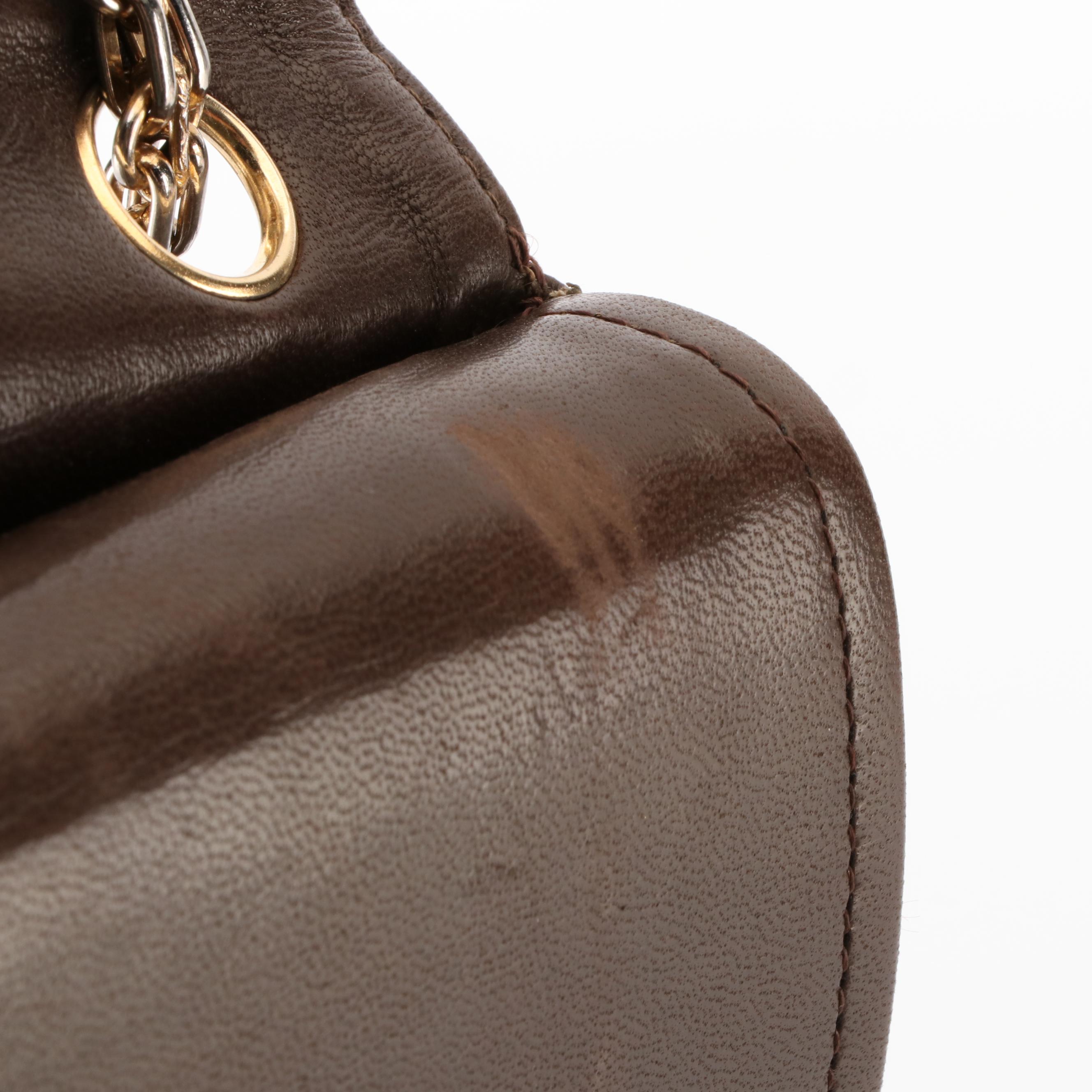 Chanel Classic Small Double-Flap Bag in Dark Brown Lambskin Leather with Box