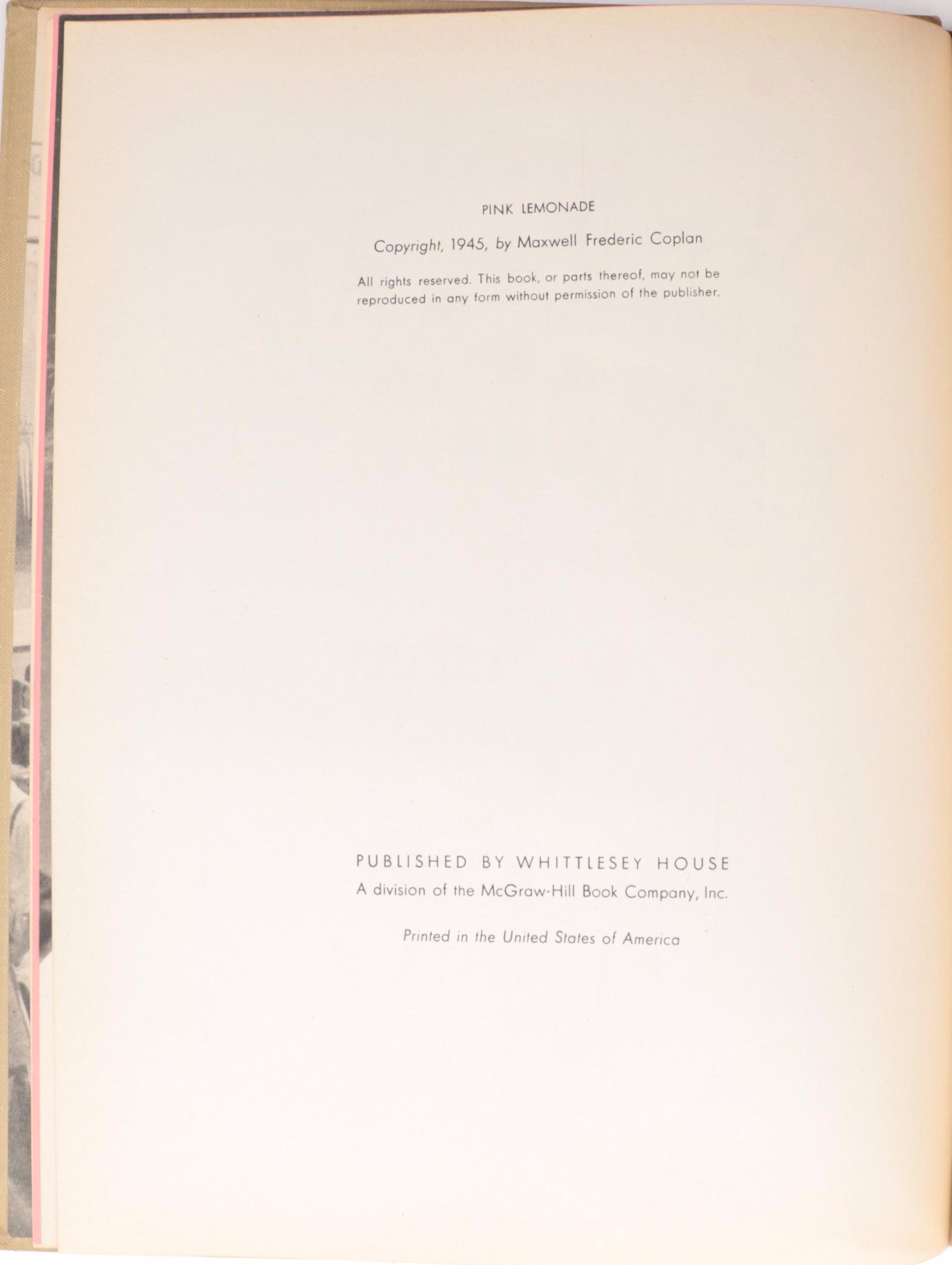 First Edition "Pink Lemonade" by Maxwell Frederic Coplan, 1945