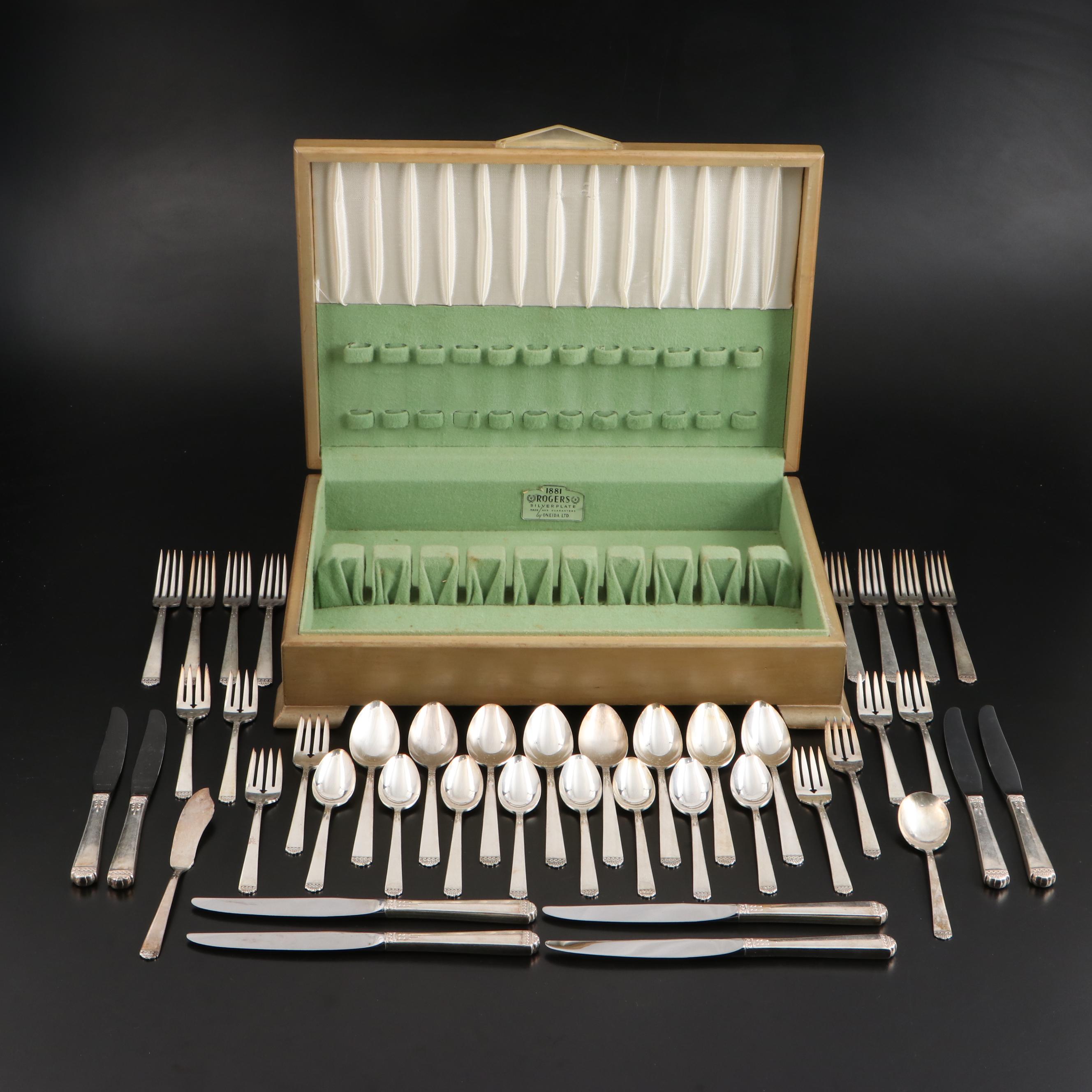 Rogers "Surf Club" Silver Plate Flatware Set for Eight, Mid-20th Century