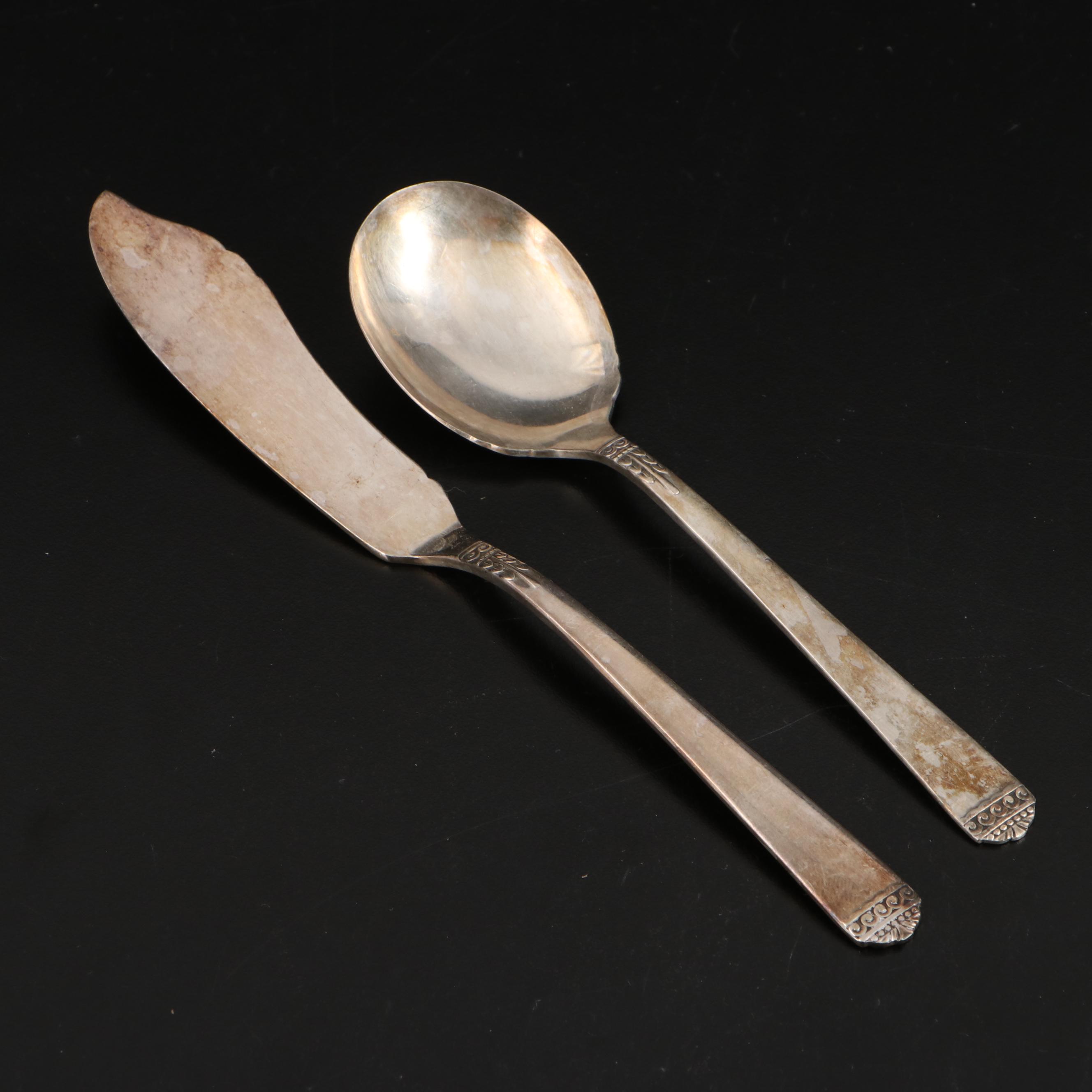 Rogers "Surf Club" Silver Plate Flatware Set for Eight, Mid-20th Century