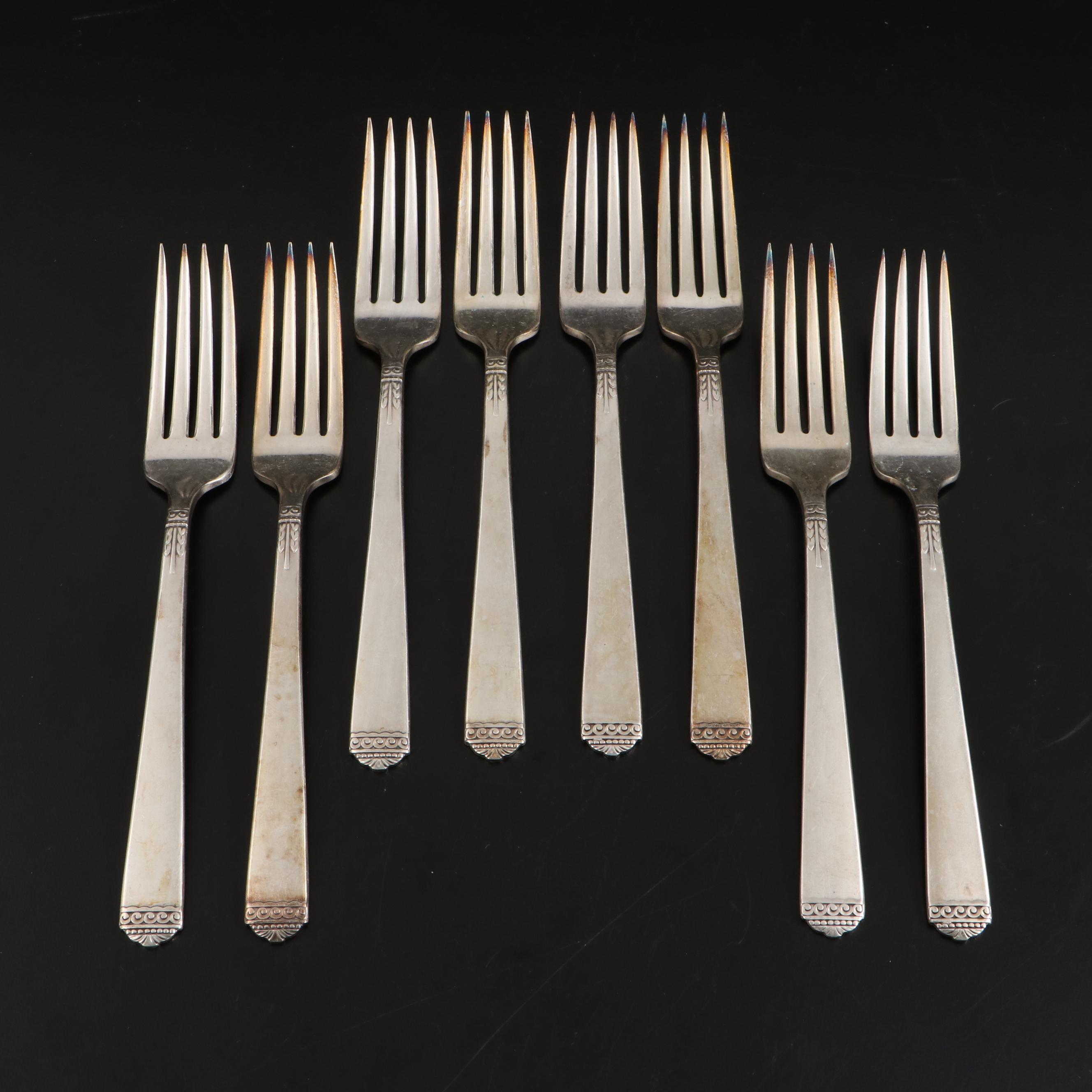 Rogers "Surf Club" Silver Plate Flatware Set for Eight, Mid-20th Century