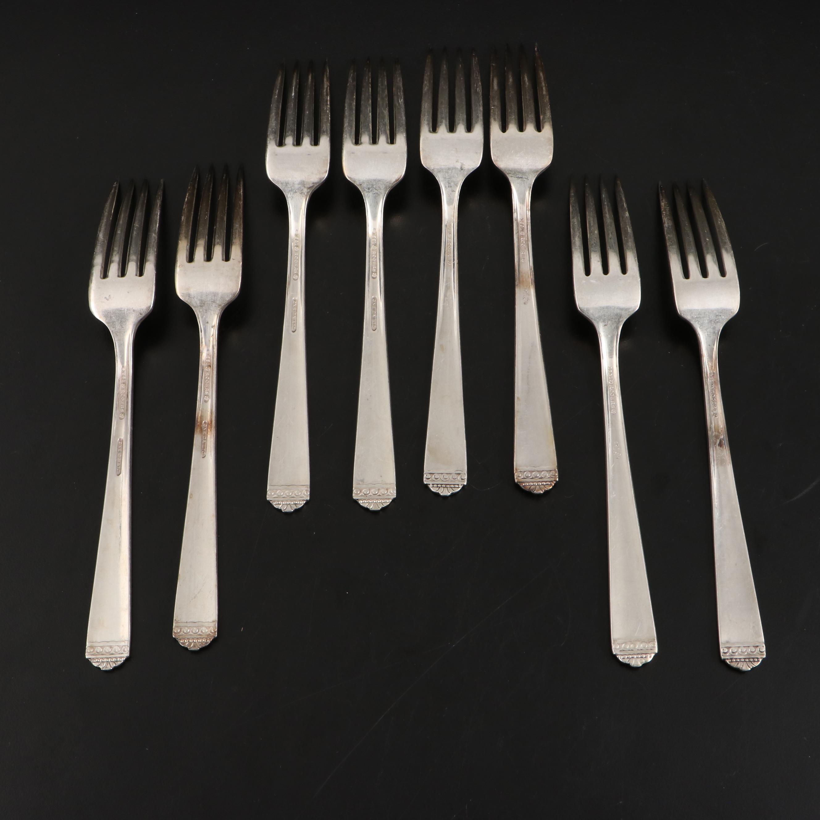 Rogers "Surf Club" Silver Plate Flatware Set for Eight, Mid-20th Century