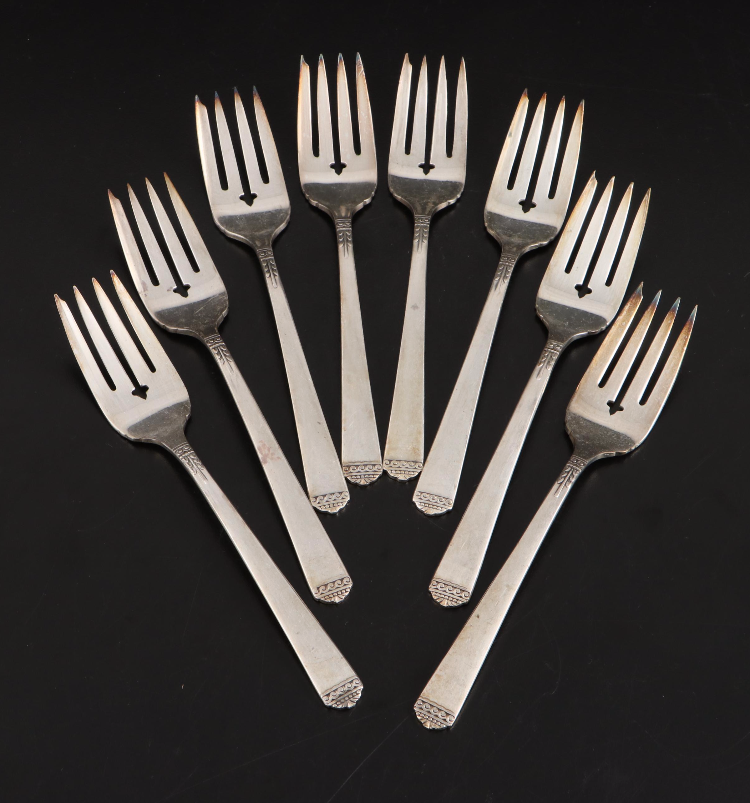 Rogers "Surf Club" Silver Plate Flatware Set for Eight, Mid-20th Century