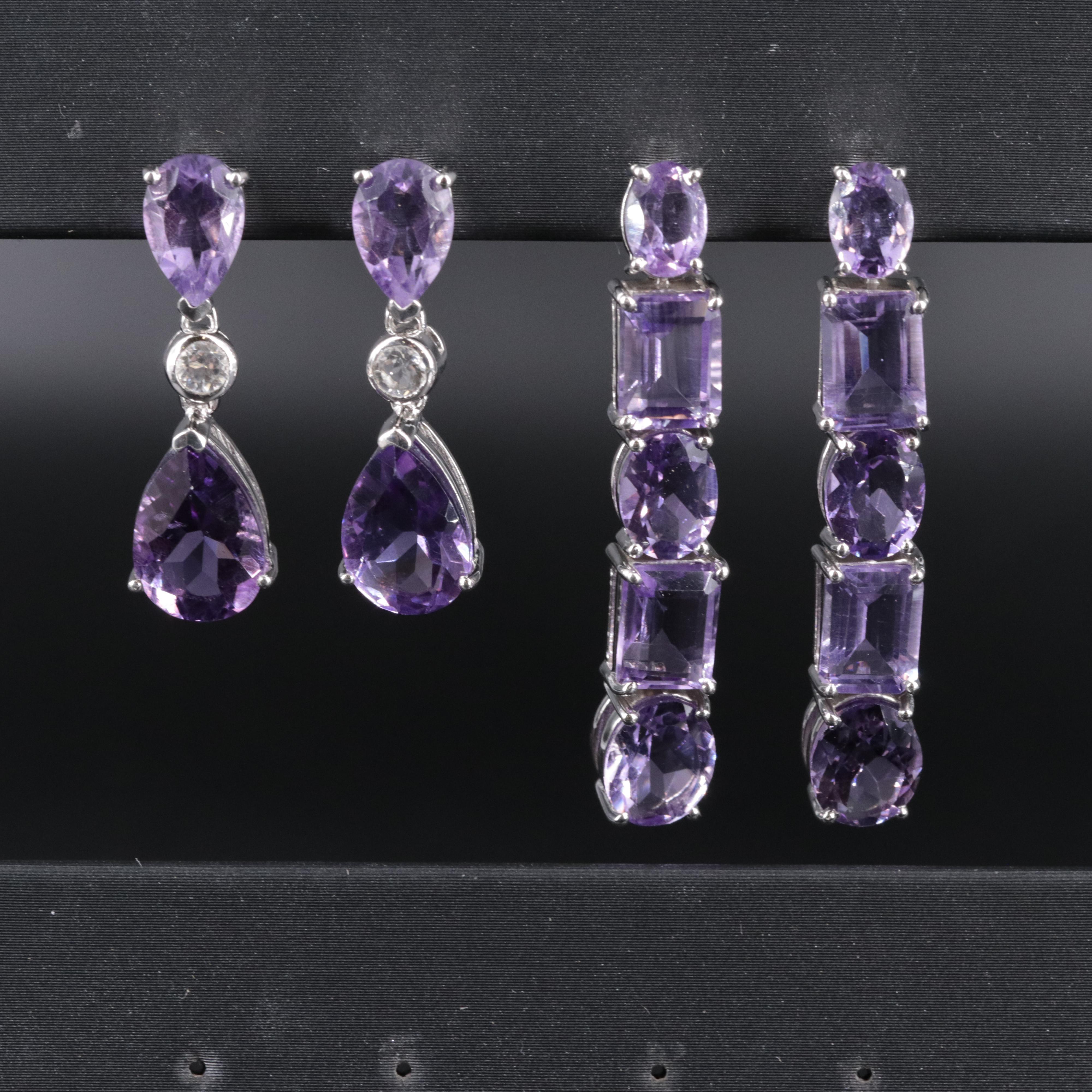 2-Piece Sterling Amethyst Dangle Earrings Set