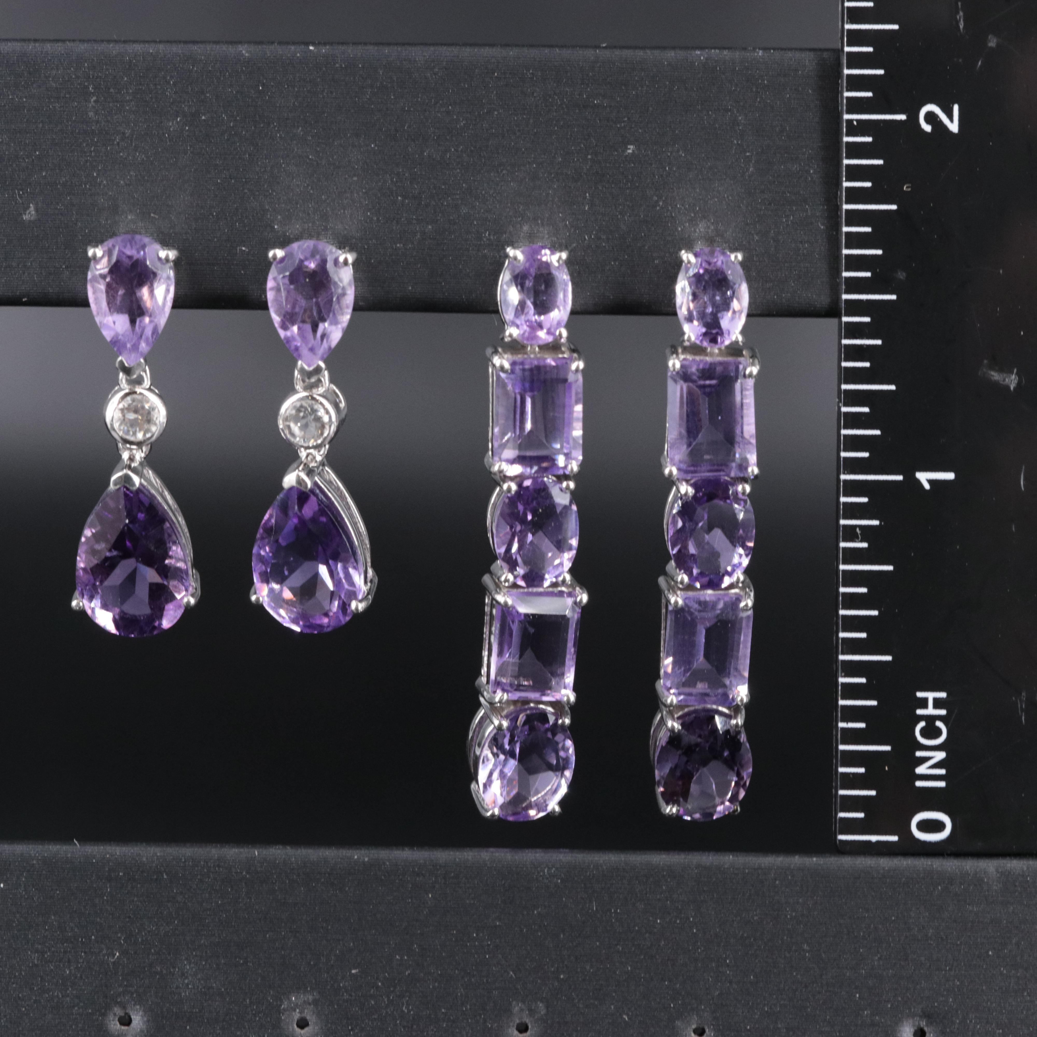 2-Piece Sterling Amethyst Dangle Earrings Set