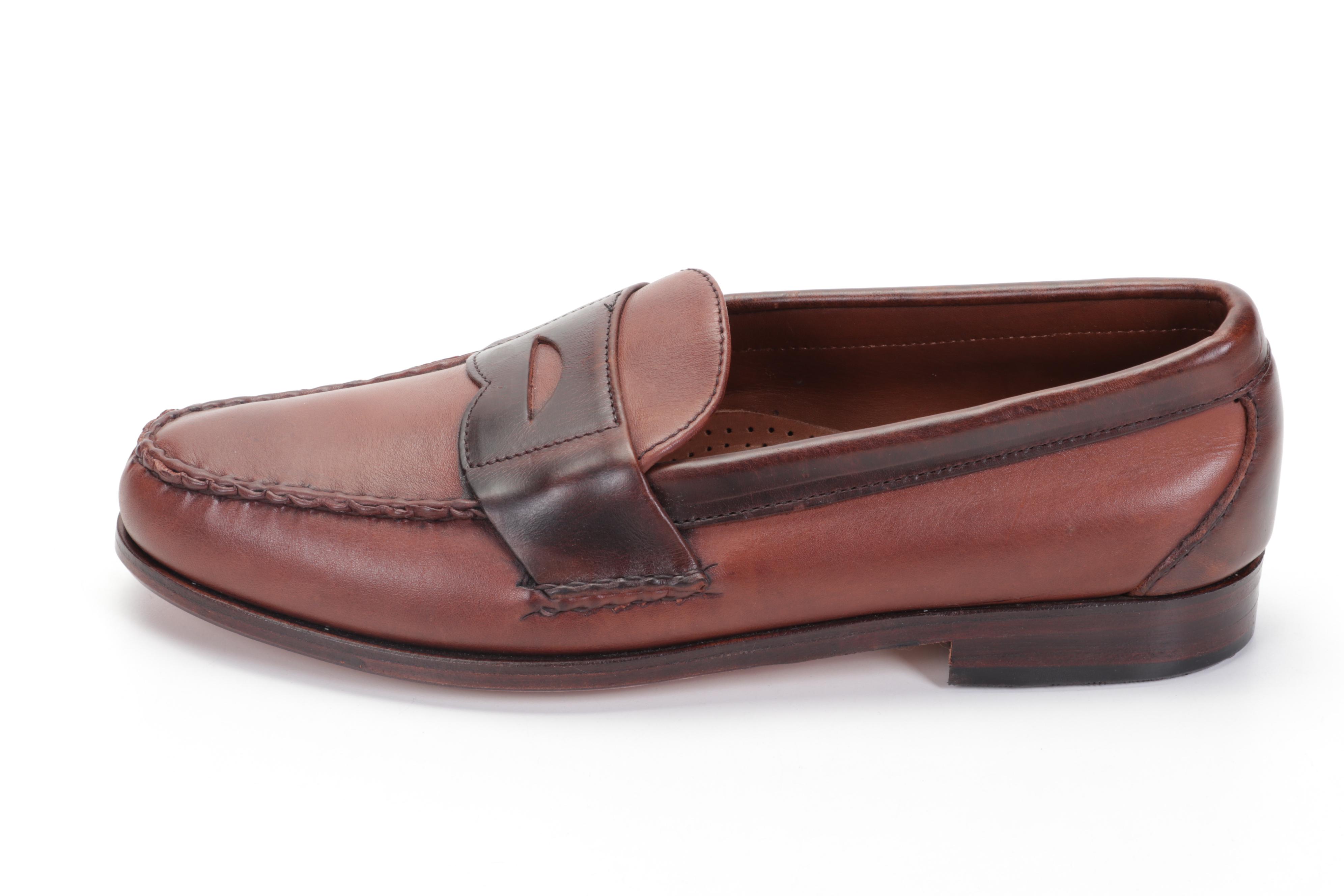 Men's Allen Edmonds Two Tone Brown Leather Penny Loafers