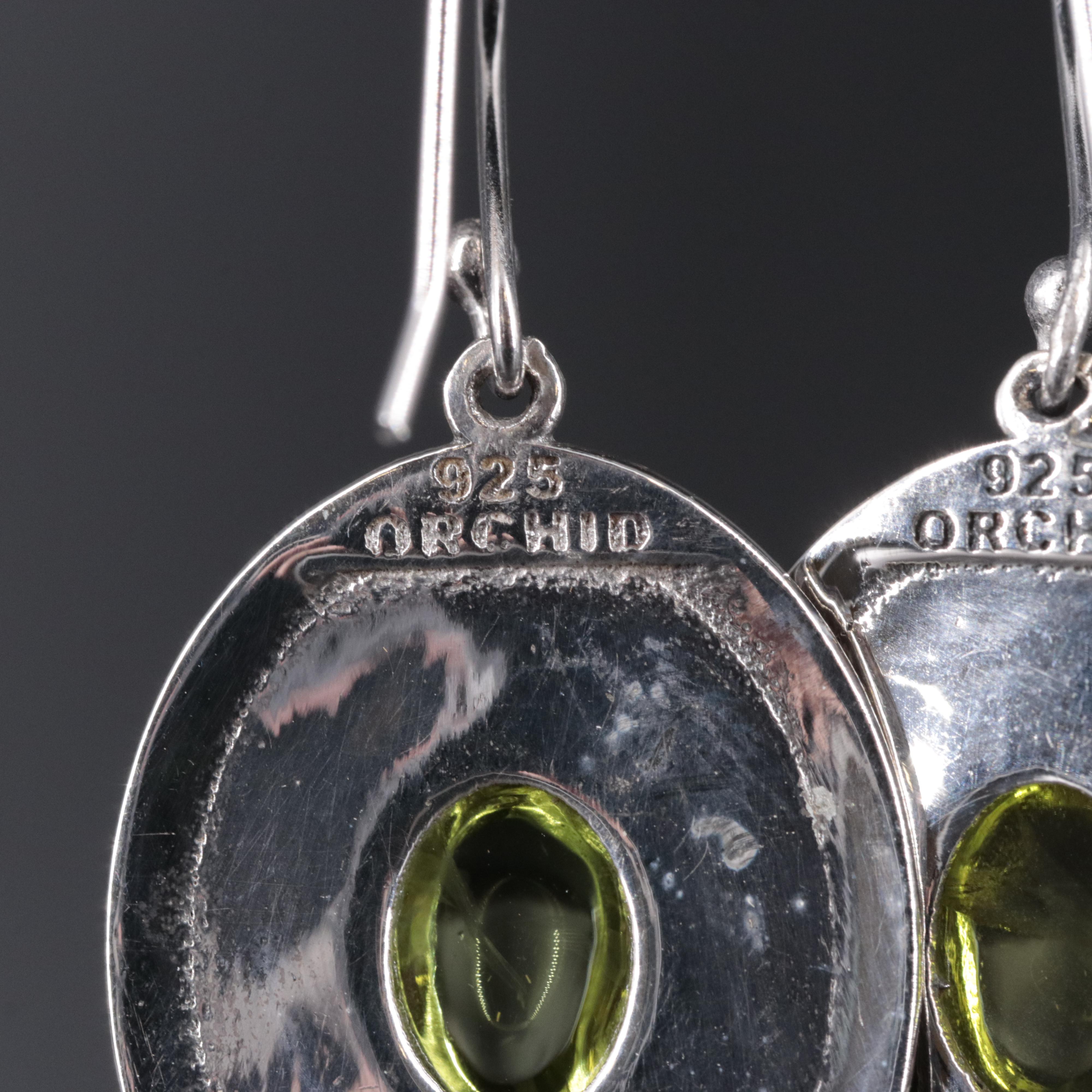 2-Piece Sterling Dangle Earrings Set Featuring Smoky Quartz and Peridot