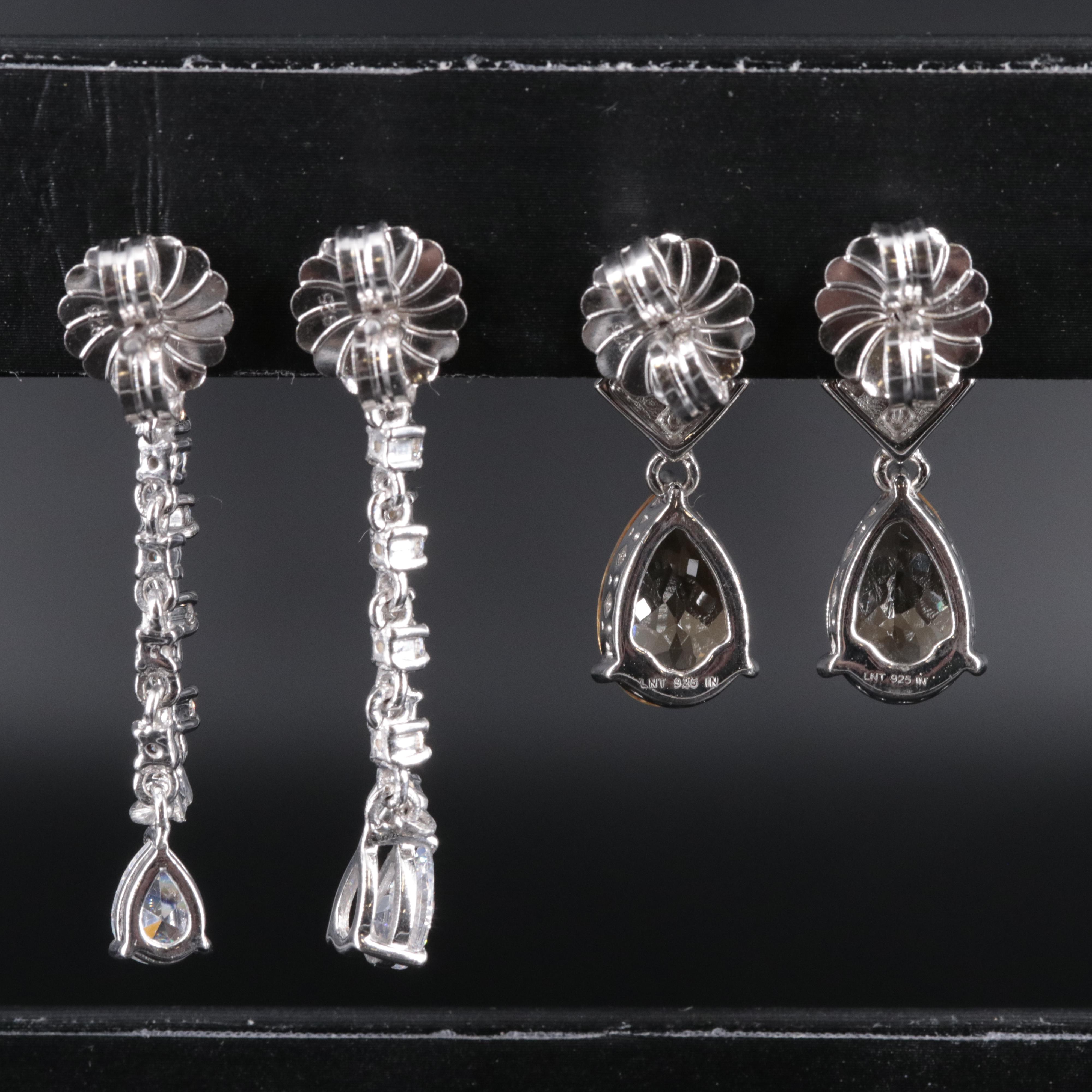 2-Piece Sterling Dangle Earrings Set Featuring Cubic Zirconia