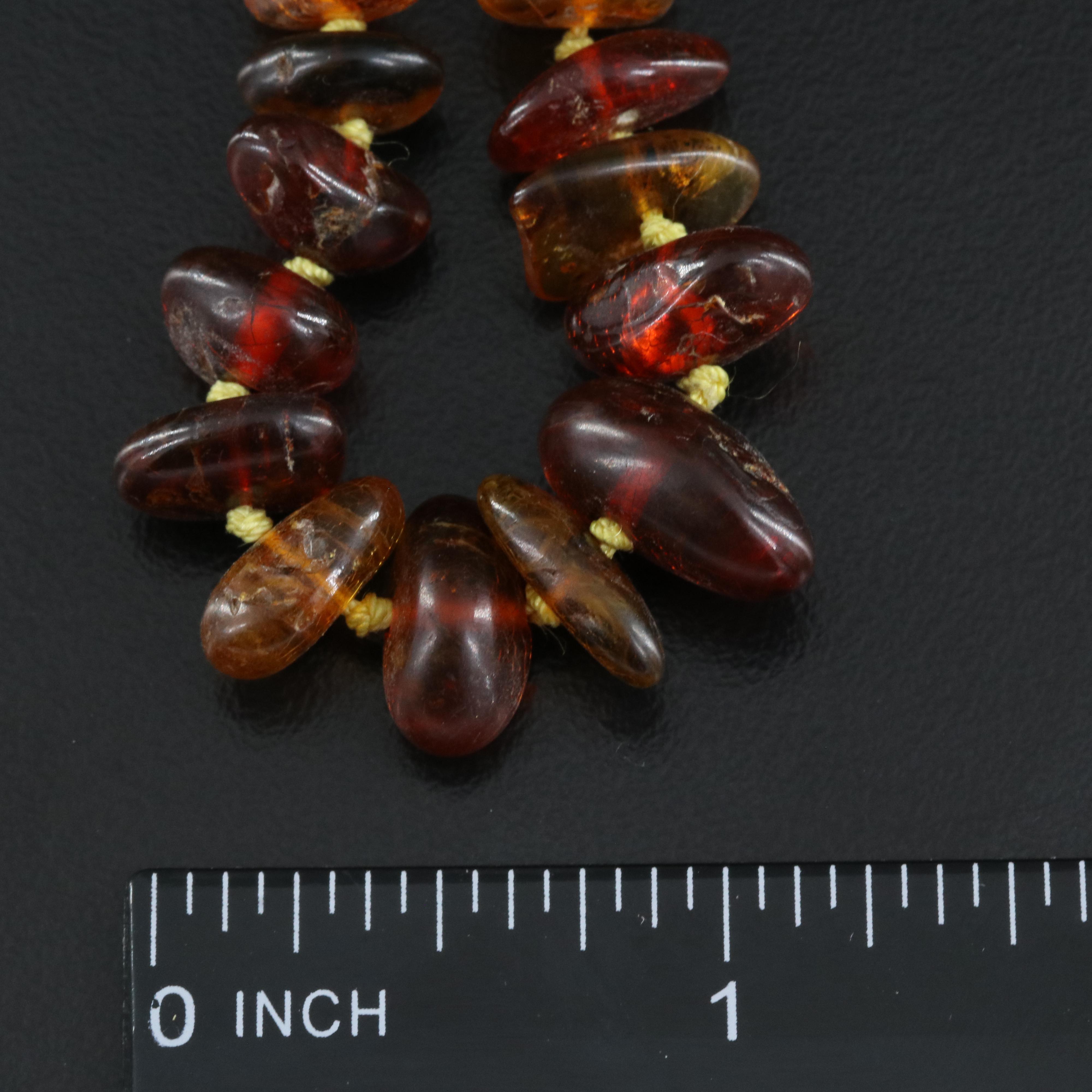 Trio of Tumbled Amber and Copal Necklaces