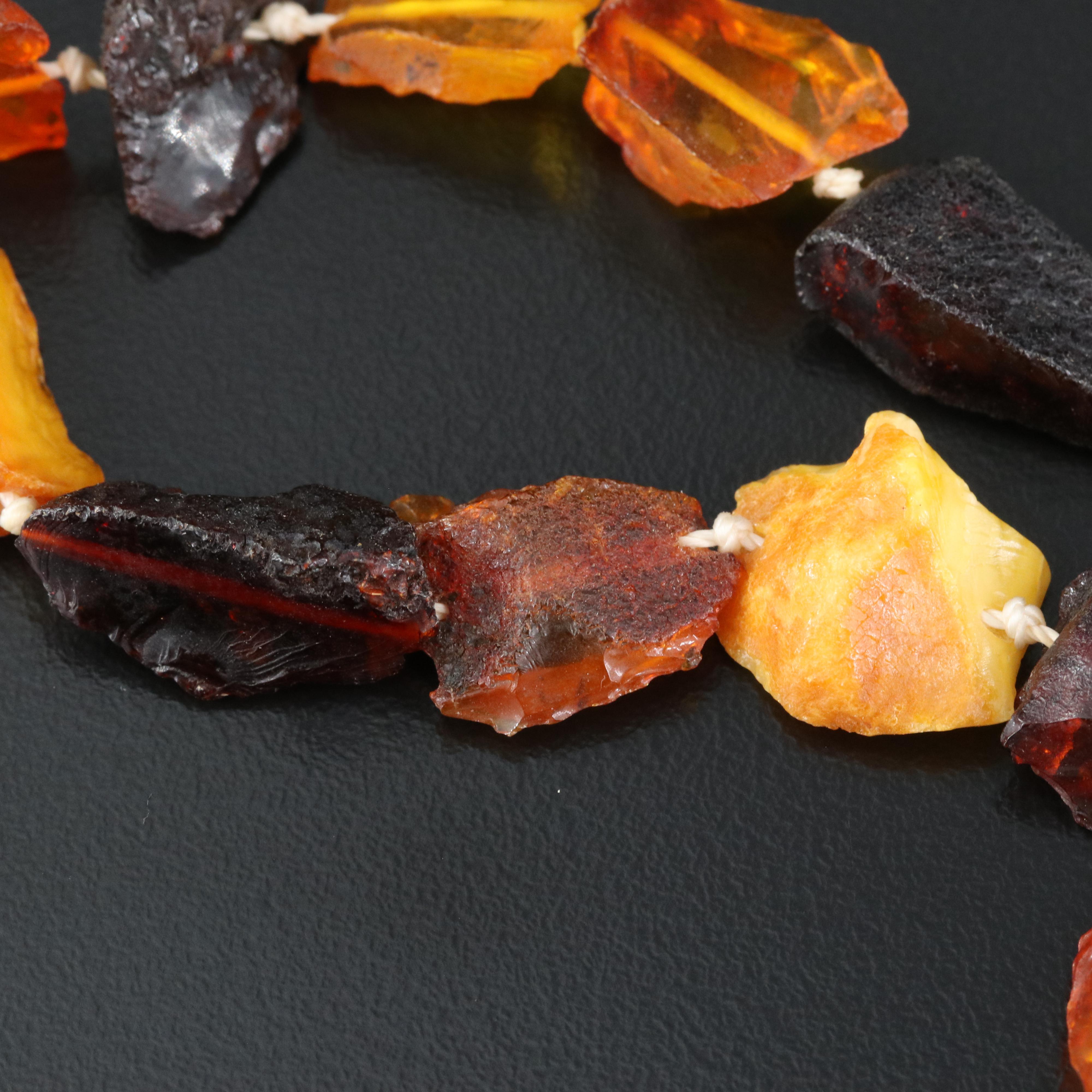 Trio of Tumbled Amber and Copal Necklaces