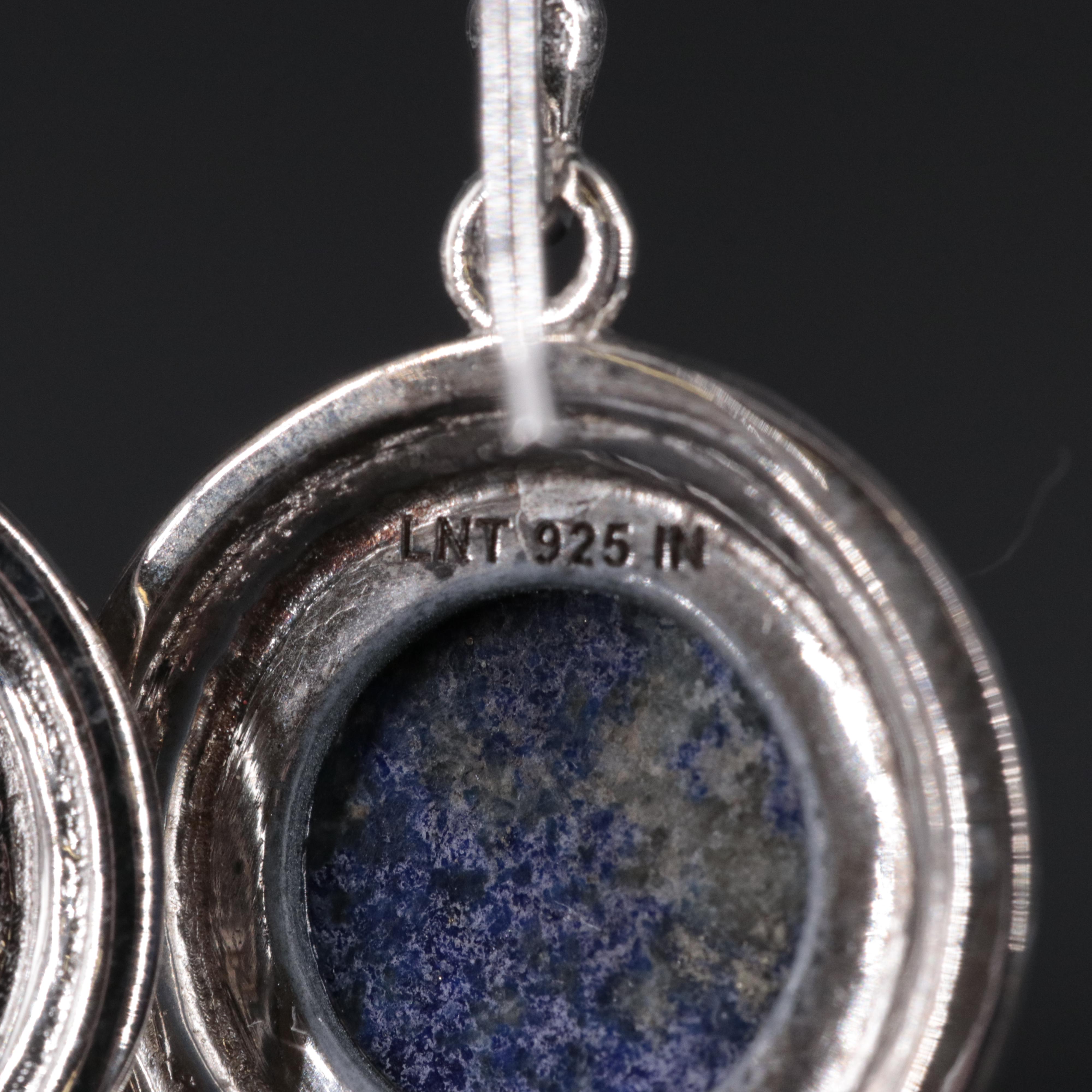 2-Piece Sterling Drop Earrings Set Featuring Lapis Lazuli and Topaz