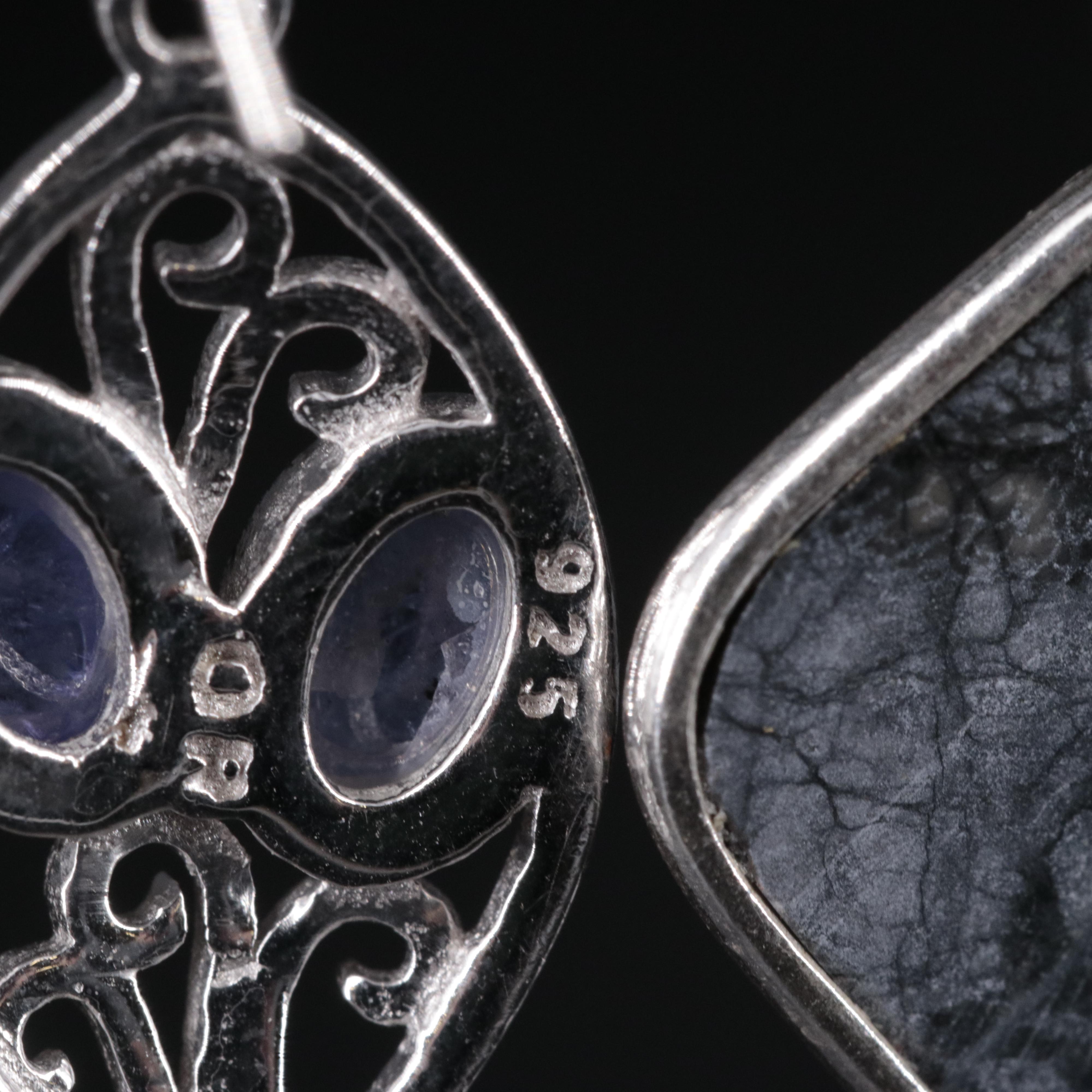 2-Piece Sterling Gemstone Drop Earrings Set