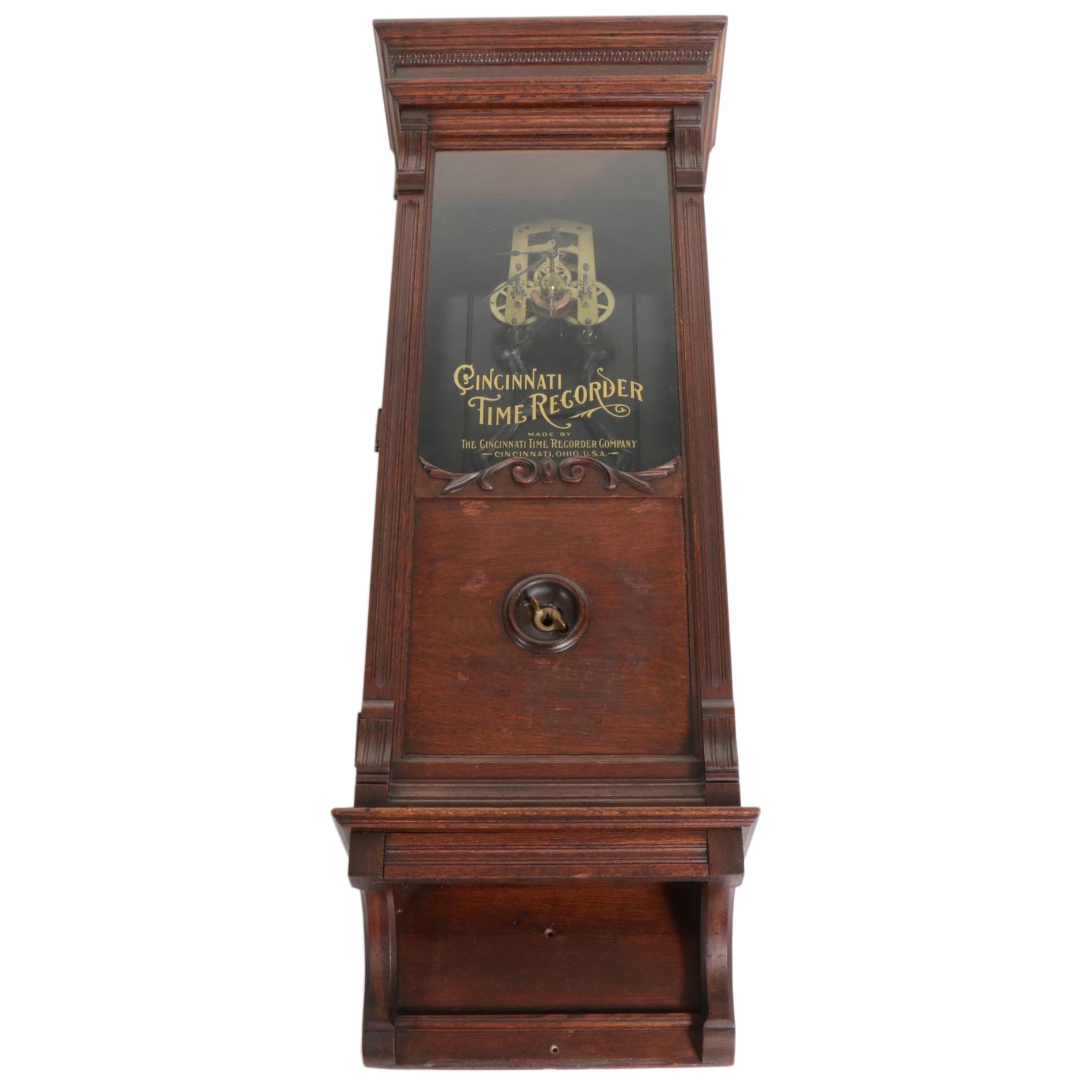 Cincinnati Time Recorder Co. Oak Tape System Clock, circa 1901