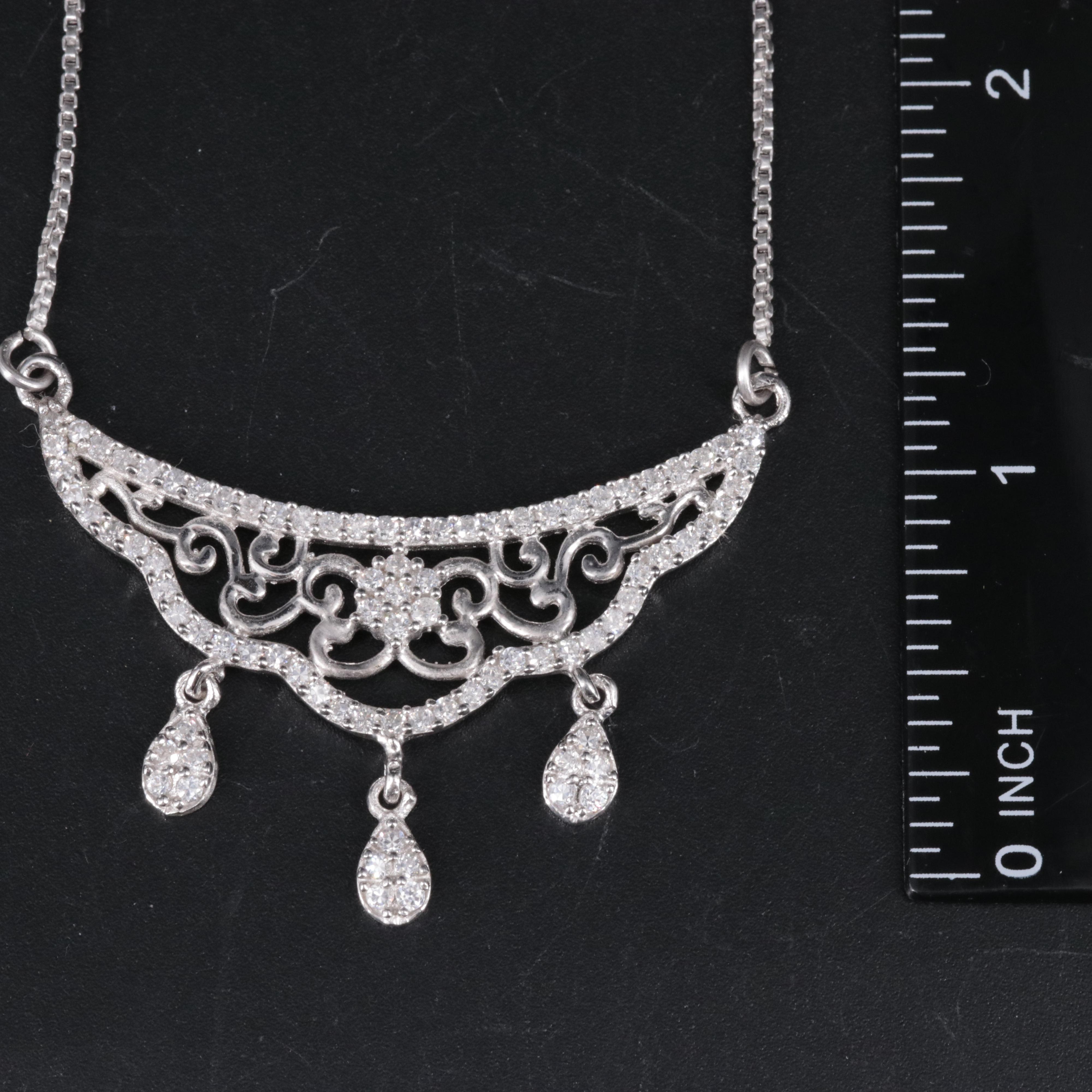 Sterling Silver Necklace Featuring Gemstones