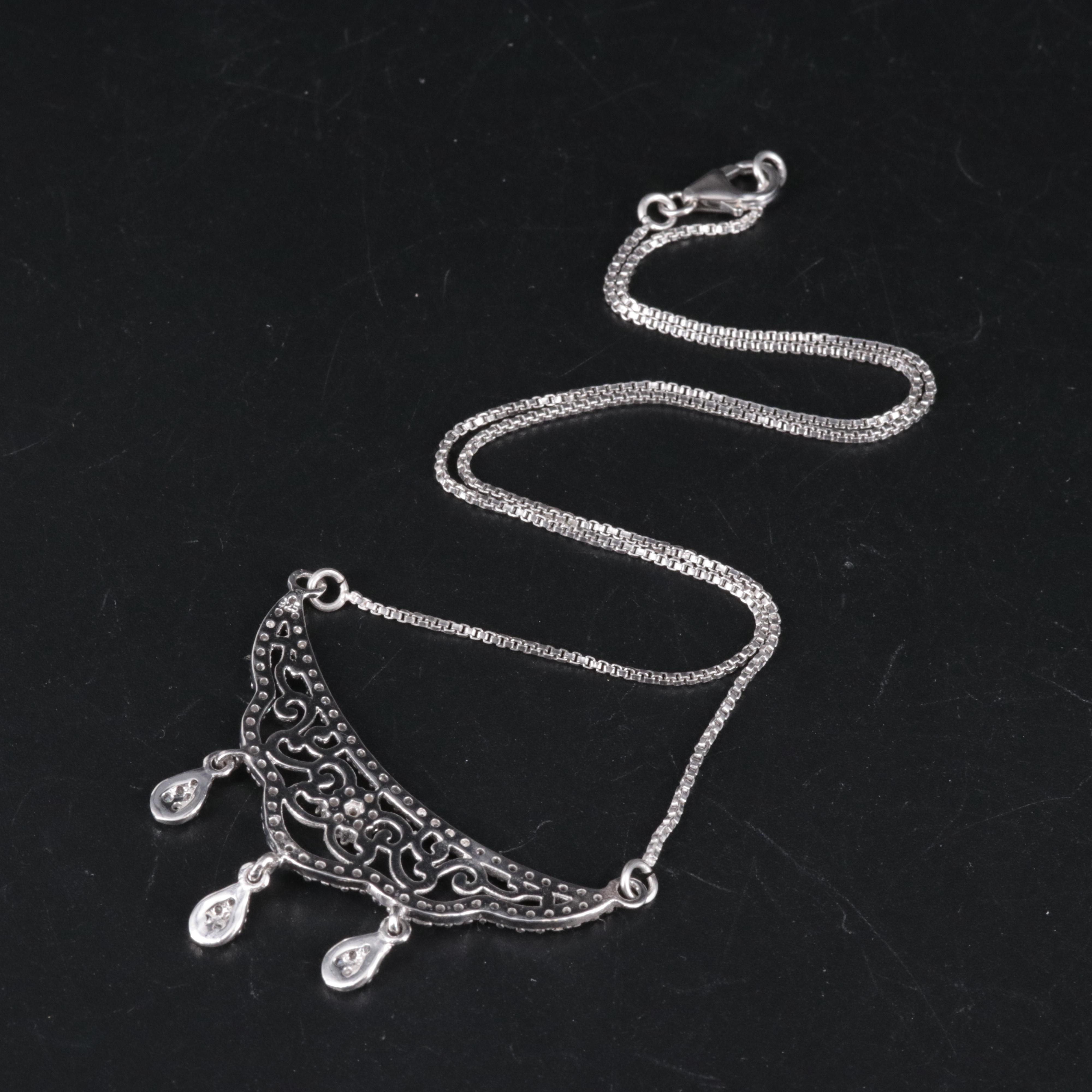 Sterling Silver Necklace Featuring Gemstones