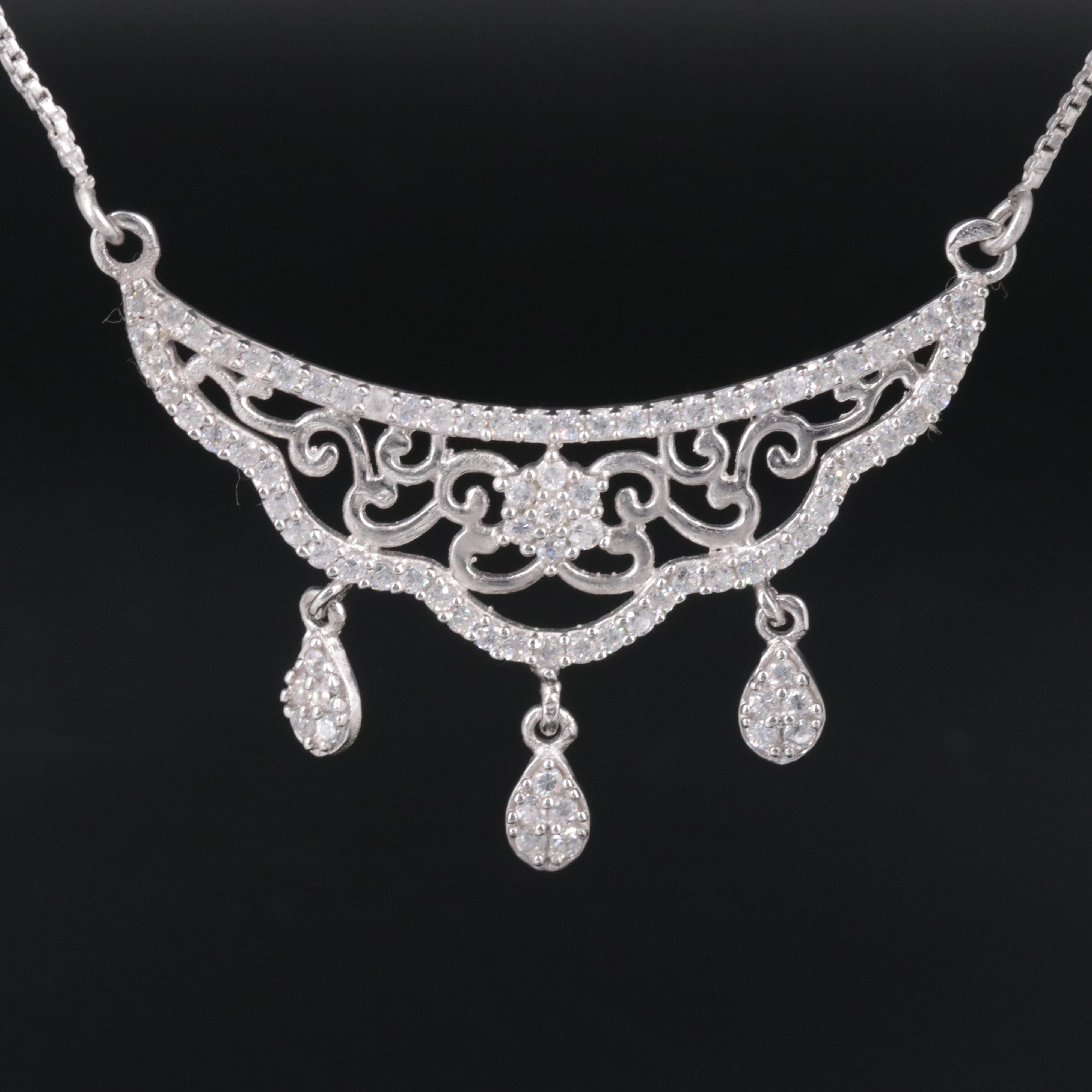 Sterling Silver Necklace Featuring Gemstones