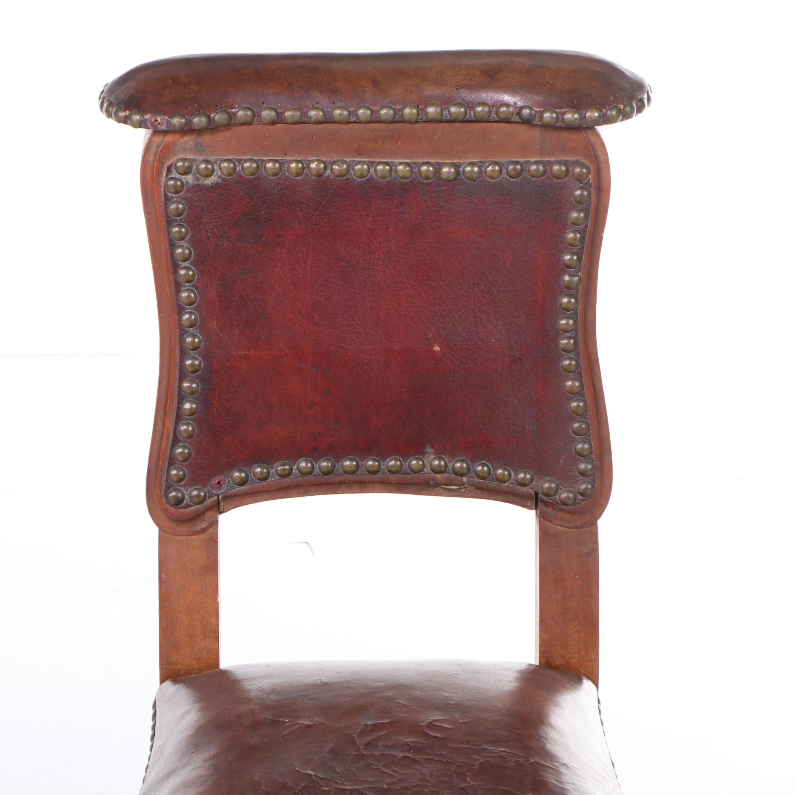 French Leather Upholstered Bidet Chair with Tin-Glazed Bowl, 18th Century