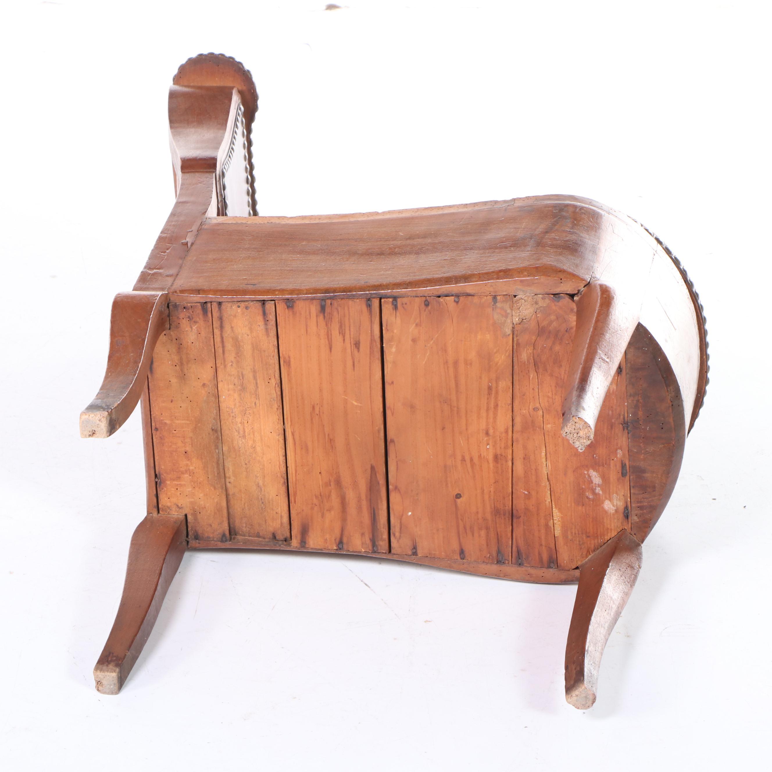 French Leather Upholstered Bidet Chair with Tin-Glazed Bowl, 18th Century