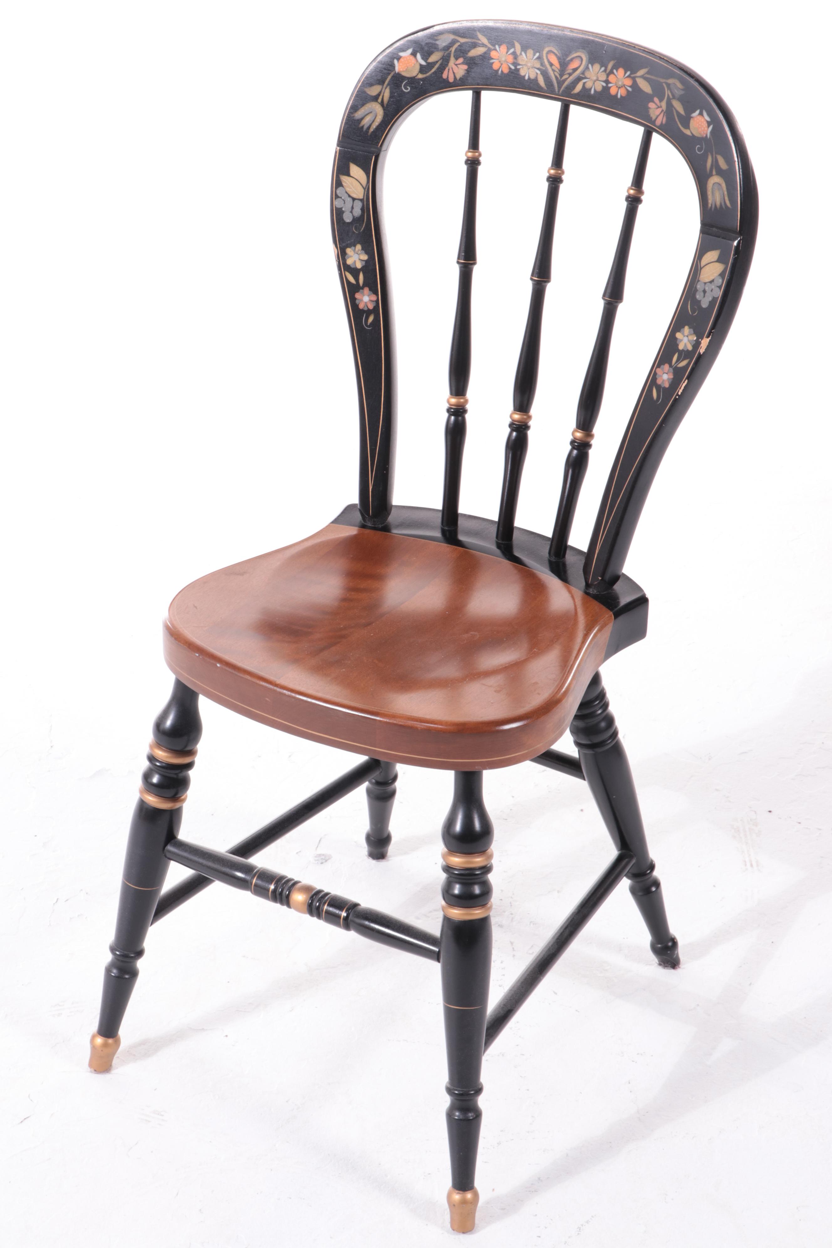 Ethan Allen Federal Style Maple, Ebonized and Parcel-Gilt Writing Table w/ Chair