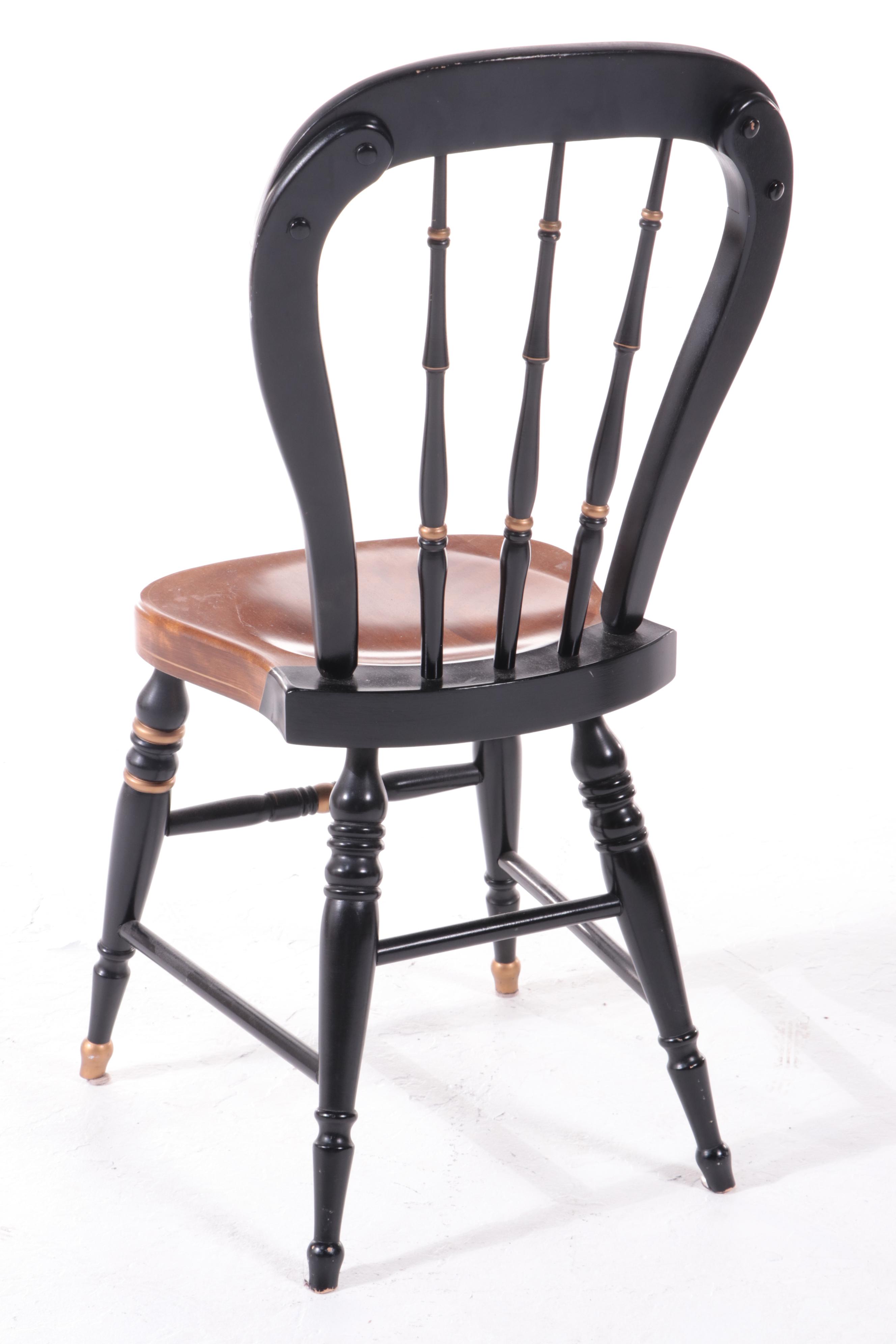 Ethan Allen Federal Style Maple, Ebonized and Parcel-Gilt Writing Table w/ Chair