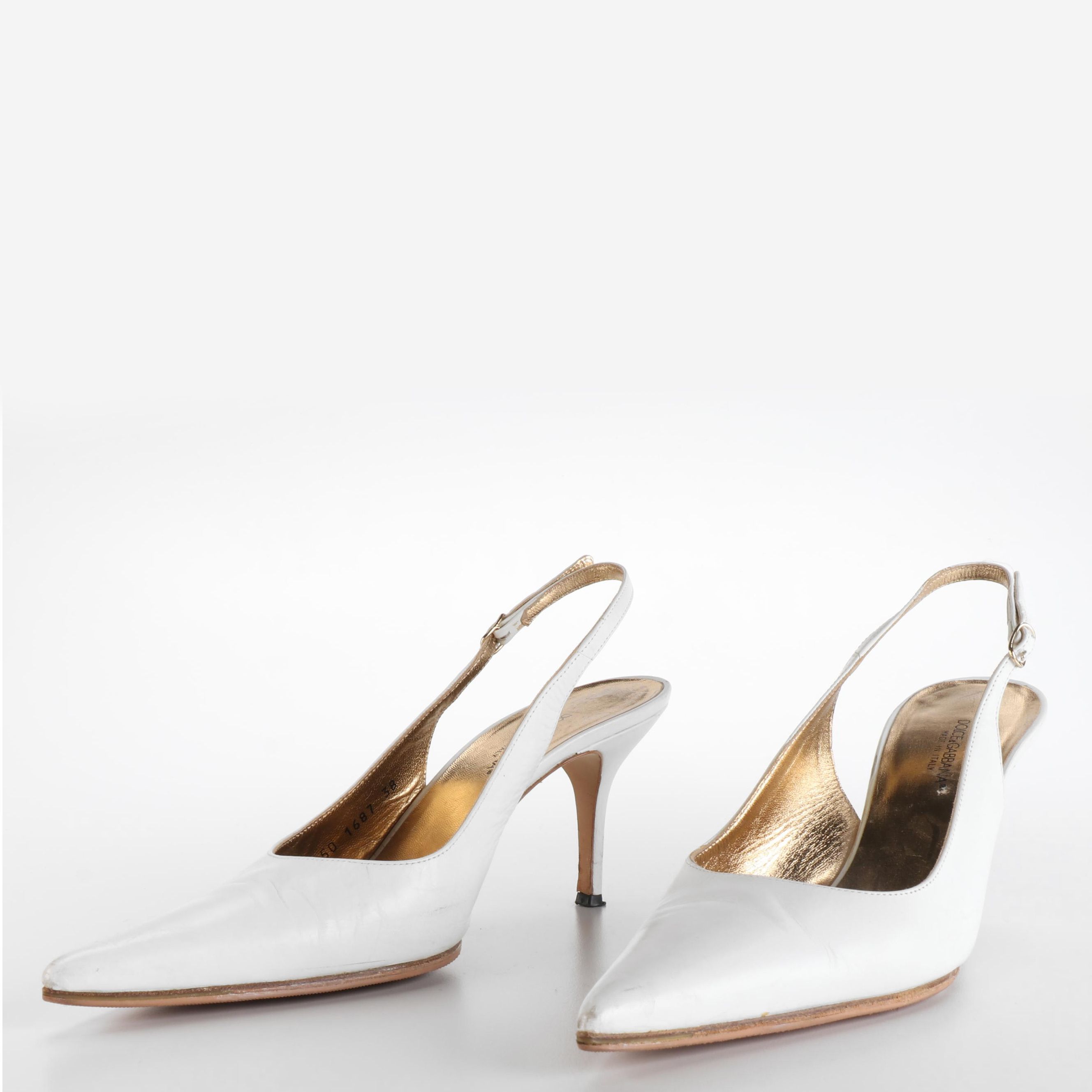 Dolce & Gabbana Slingbacks in White Leather