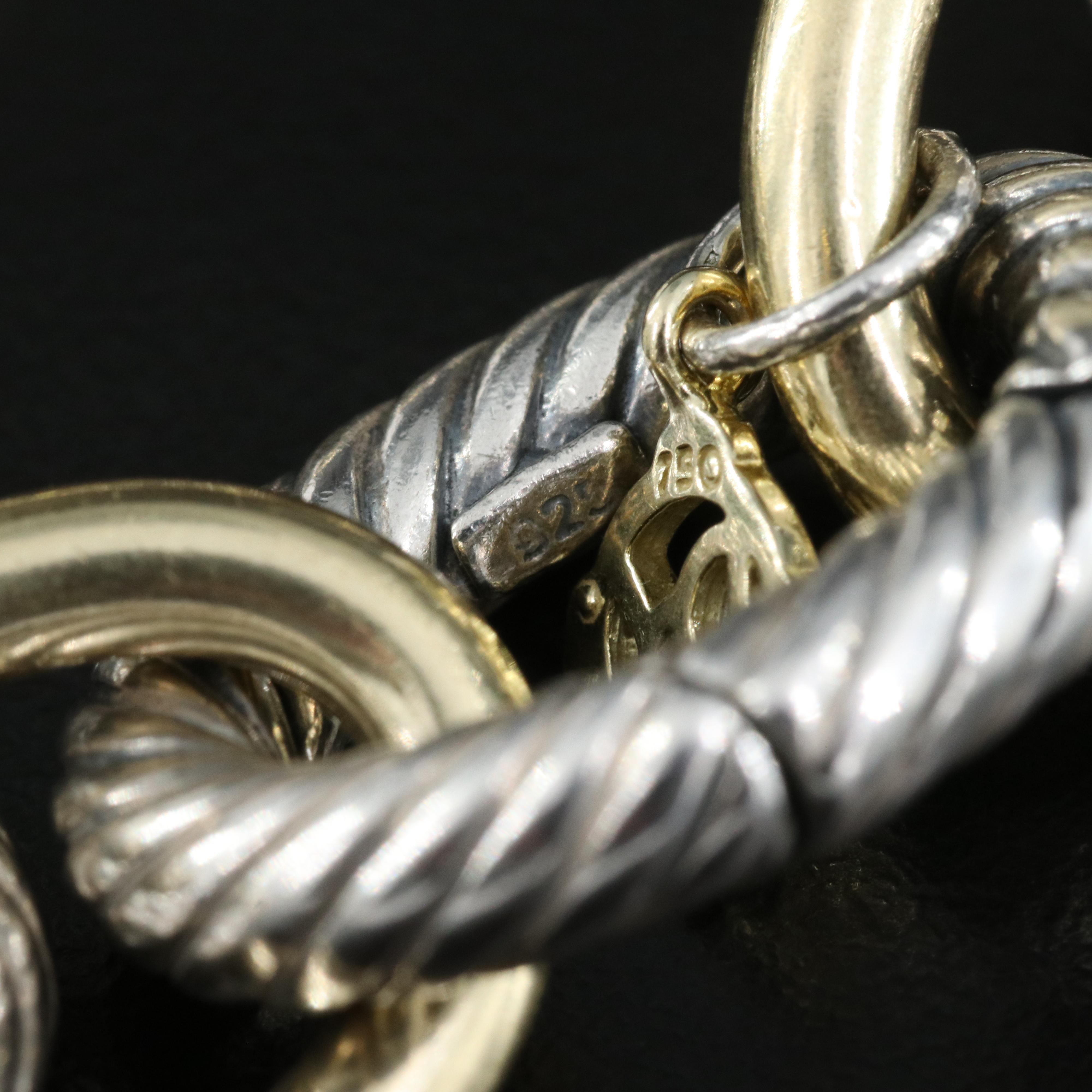 David Yurman Sterling and 18K Extra Large Oval Link Bracelet