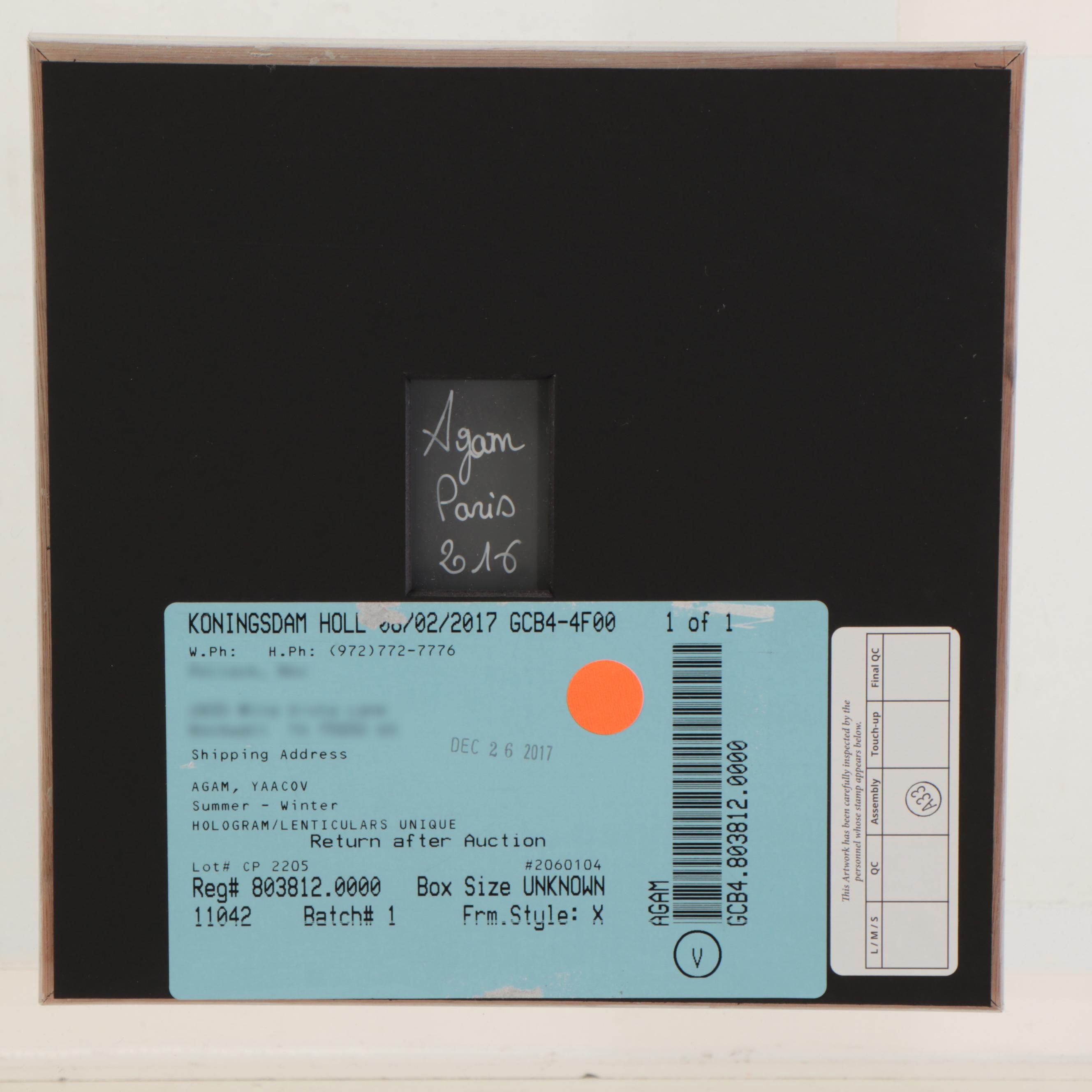 Yaacov Agam Abstract Agamograph "Summer Winter," 2015