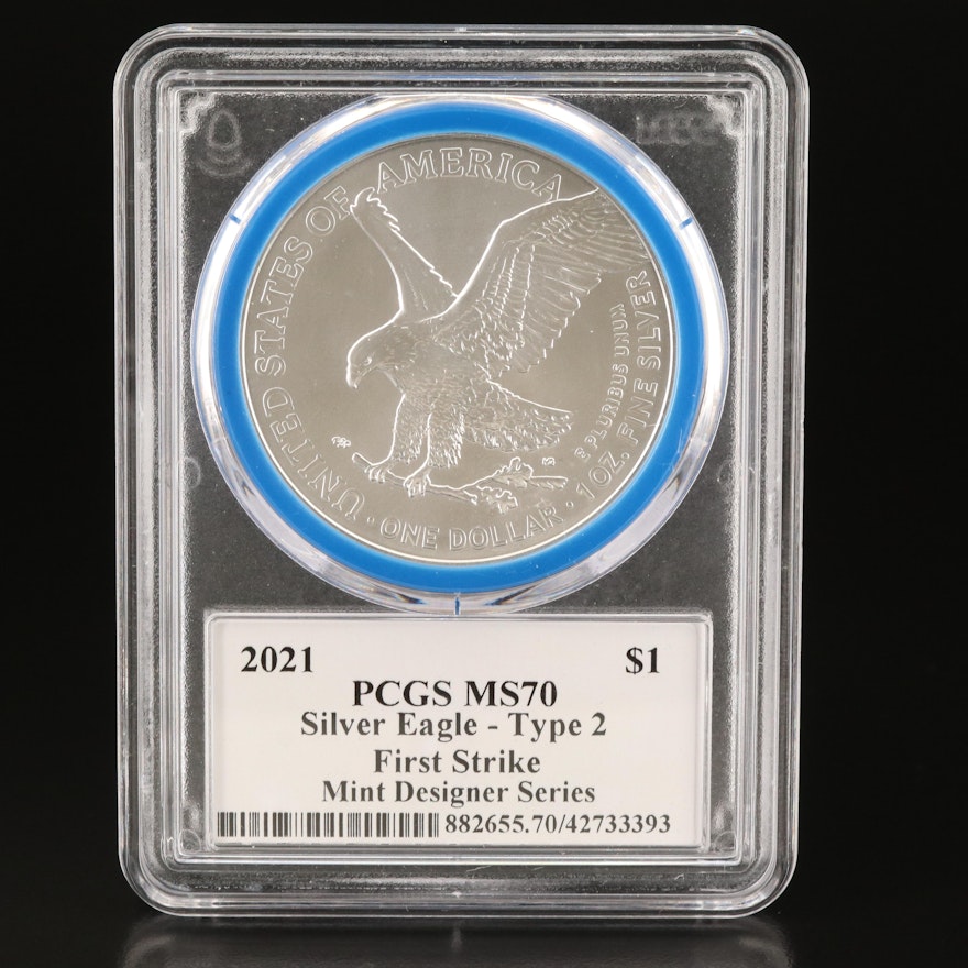 PCGS MS70 Designer Signed 2021 $1 U.S. Silver Eagle