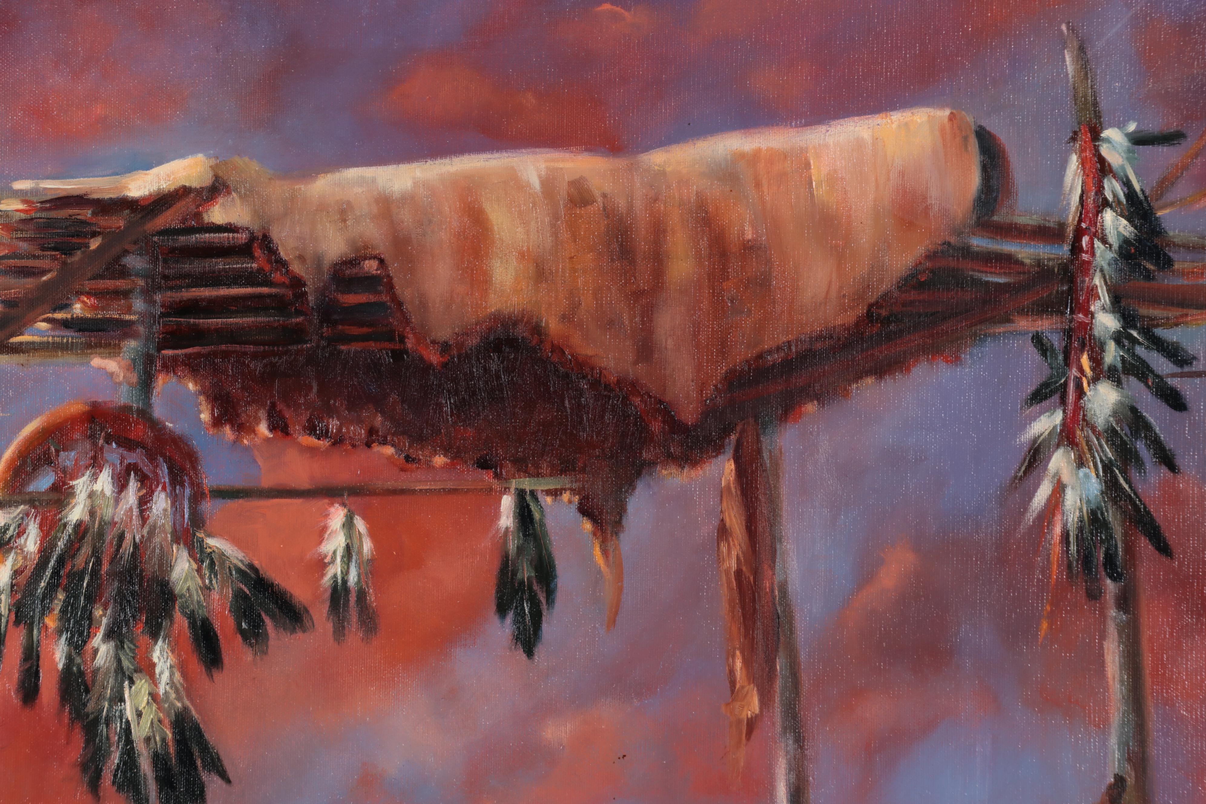 P. K. King Oil Painting "Farewell My Father," 21st Century