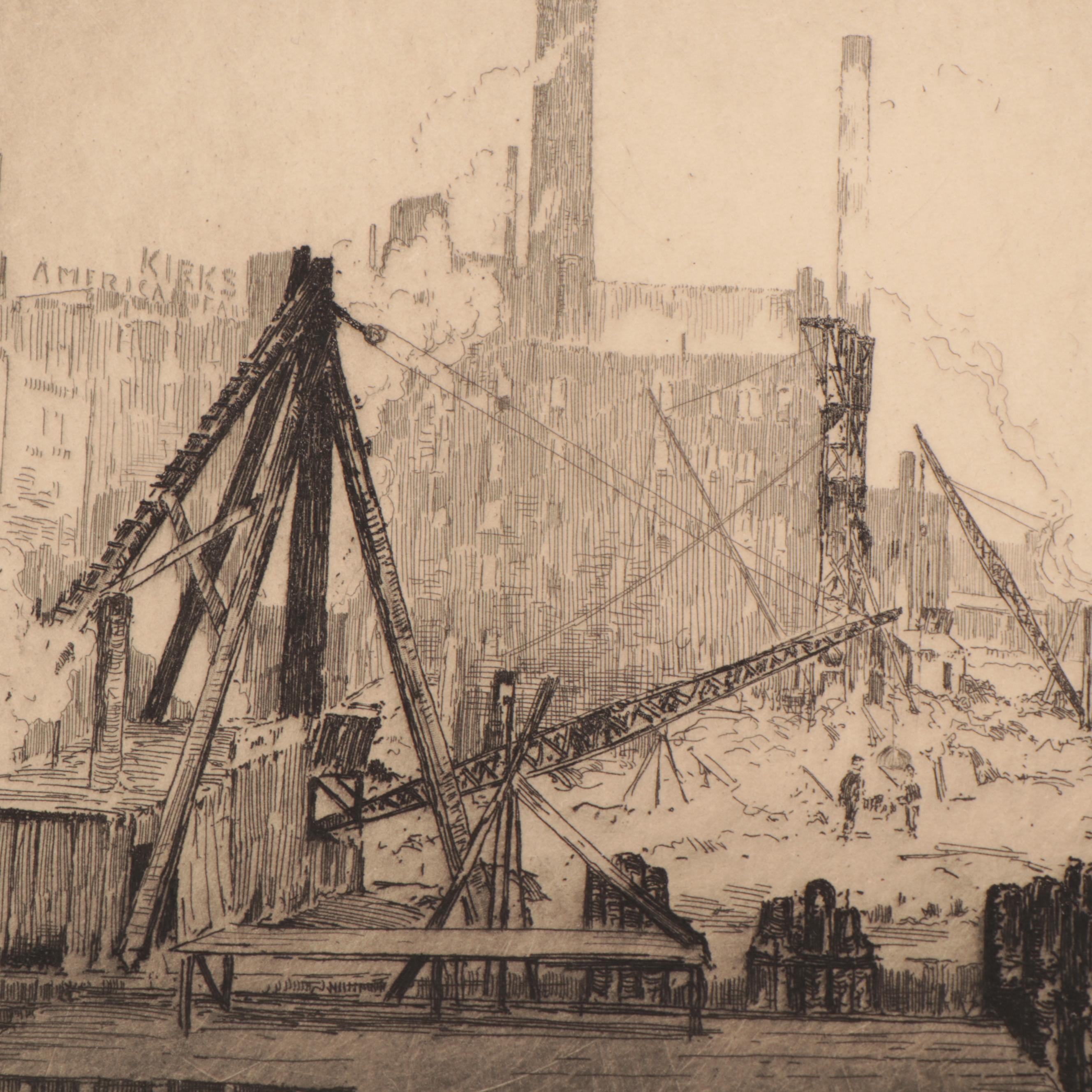 Lee Sturges Industrial Genre Scene Etchings, Circa 1900
