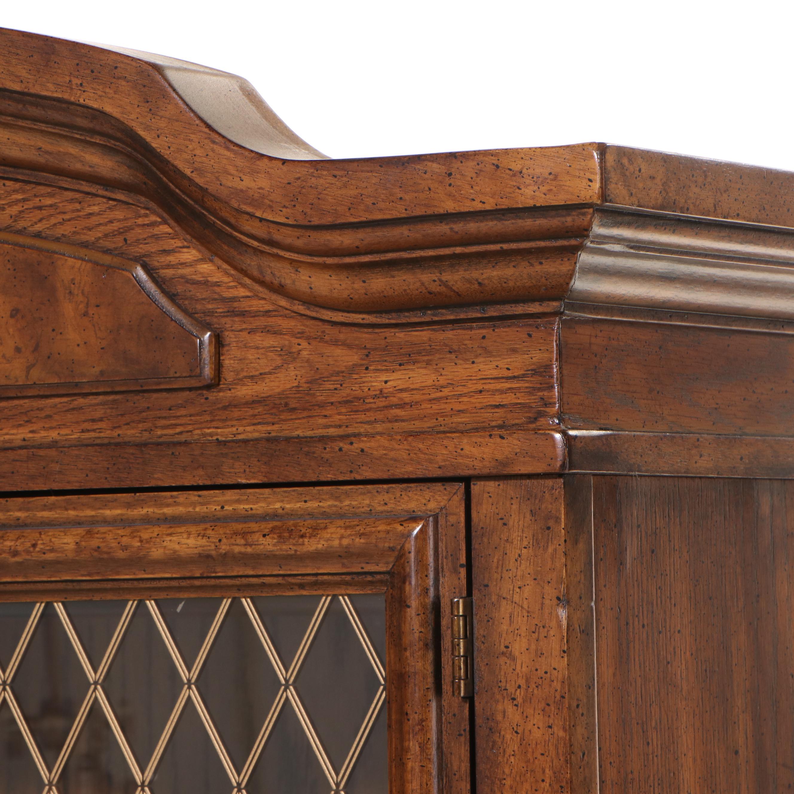 American of Martinsville Neoclassical Style Oak and Burlwood China Cabinet