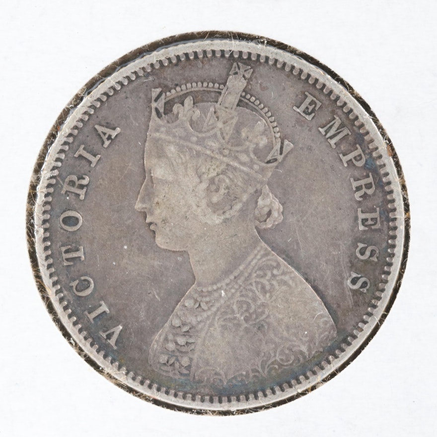 1884 British India Half Rupee Coin