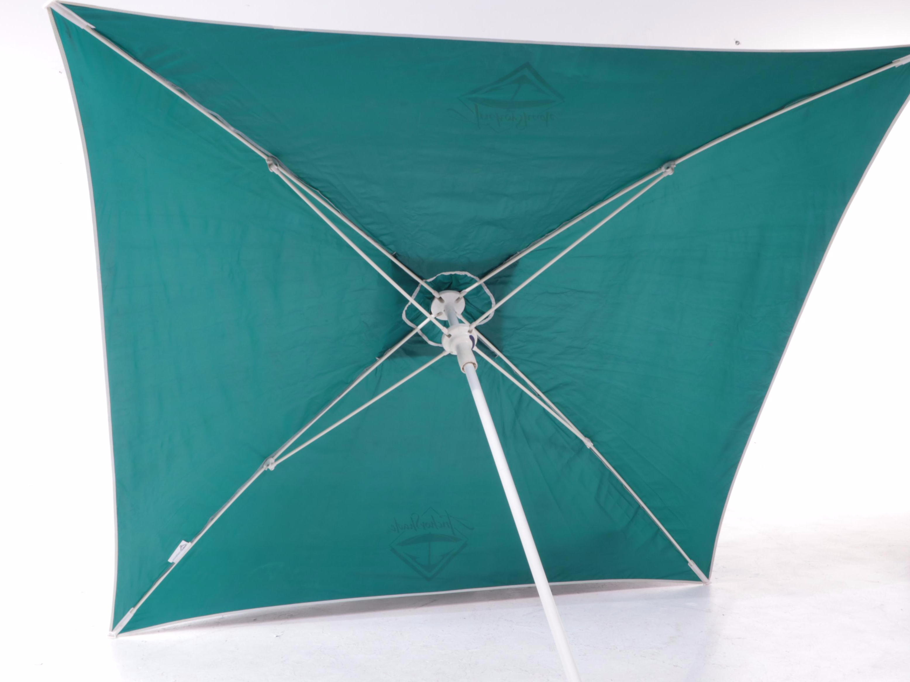 Anchor Shade Umbrella with Three Folding Outdoor Chaise Lounge Chairs
