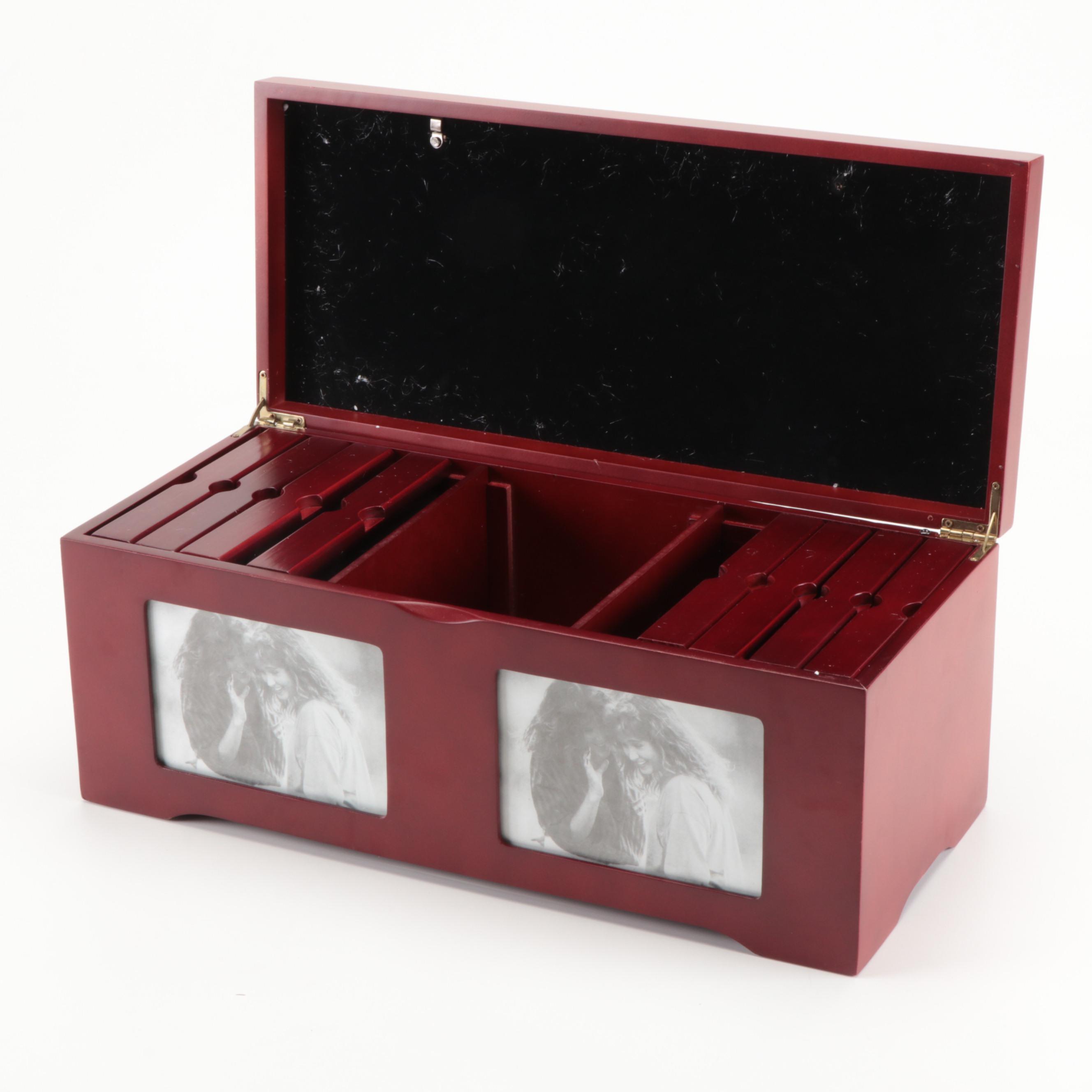 Contemporary Cherry Finished Wood Photograph Storage Box