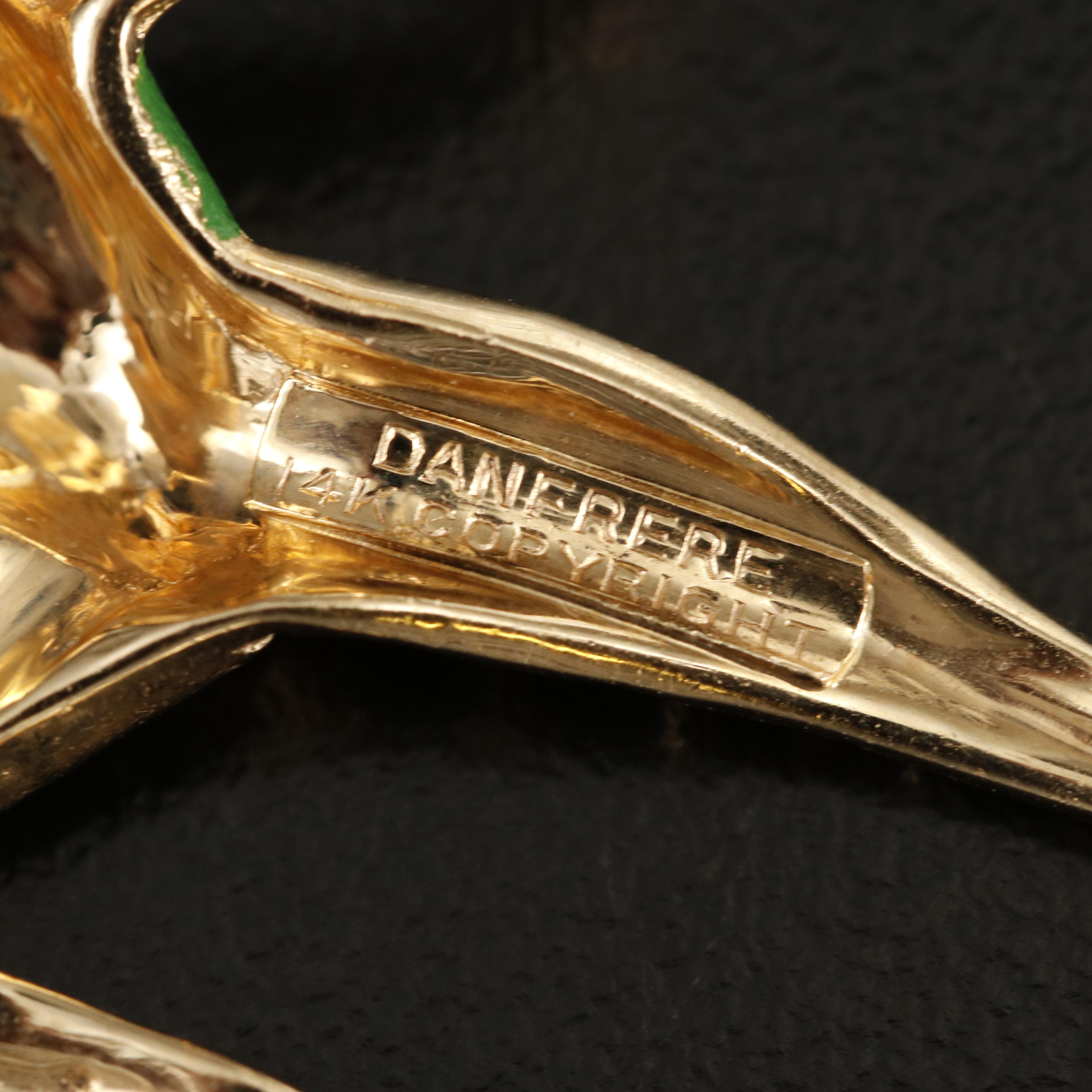 1960s Dan Frere Co. 14K Ruby and Enamel Leaping Frog Brooch