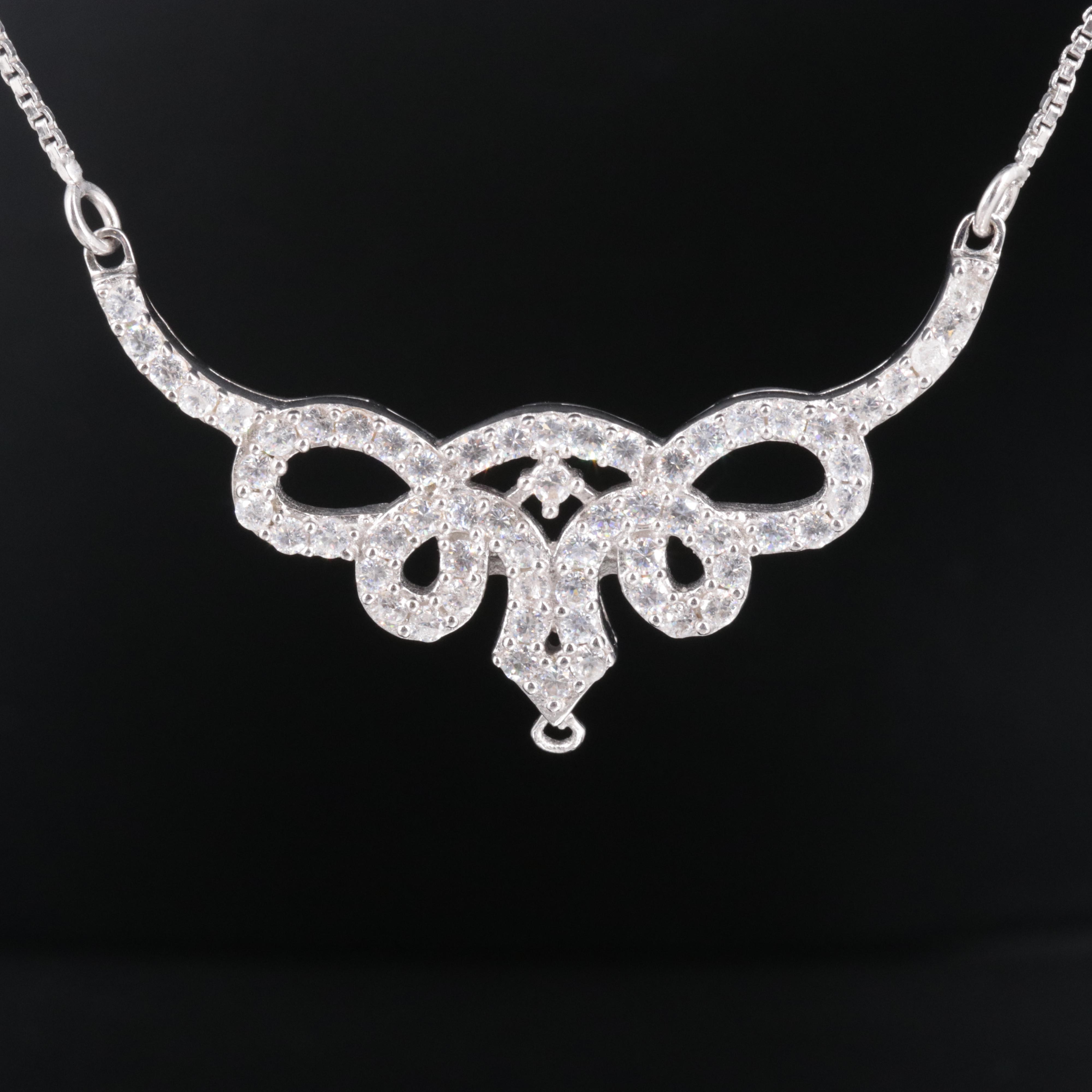 Sterling Silver Necklace Featuring Gemstones