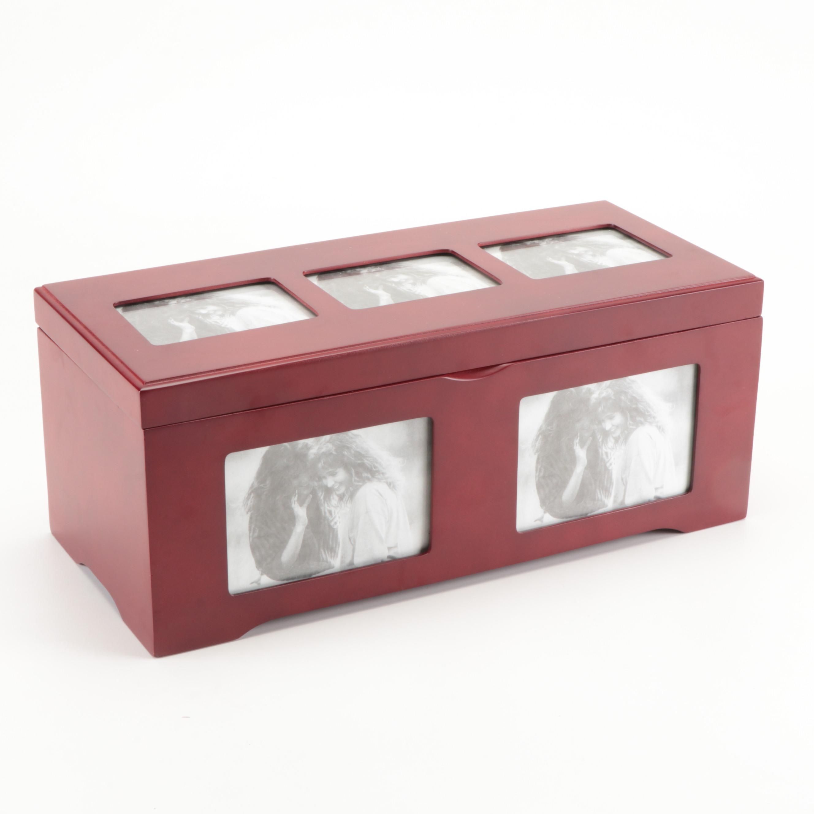 Contemporary Cherry Finished Wood Photograph Storage Box
