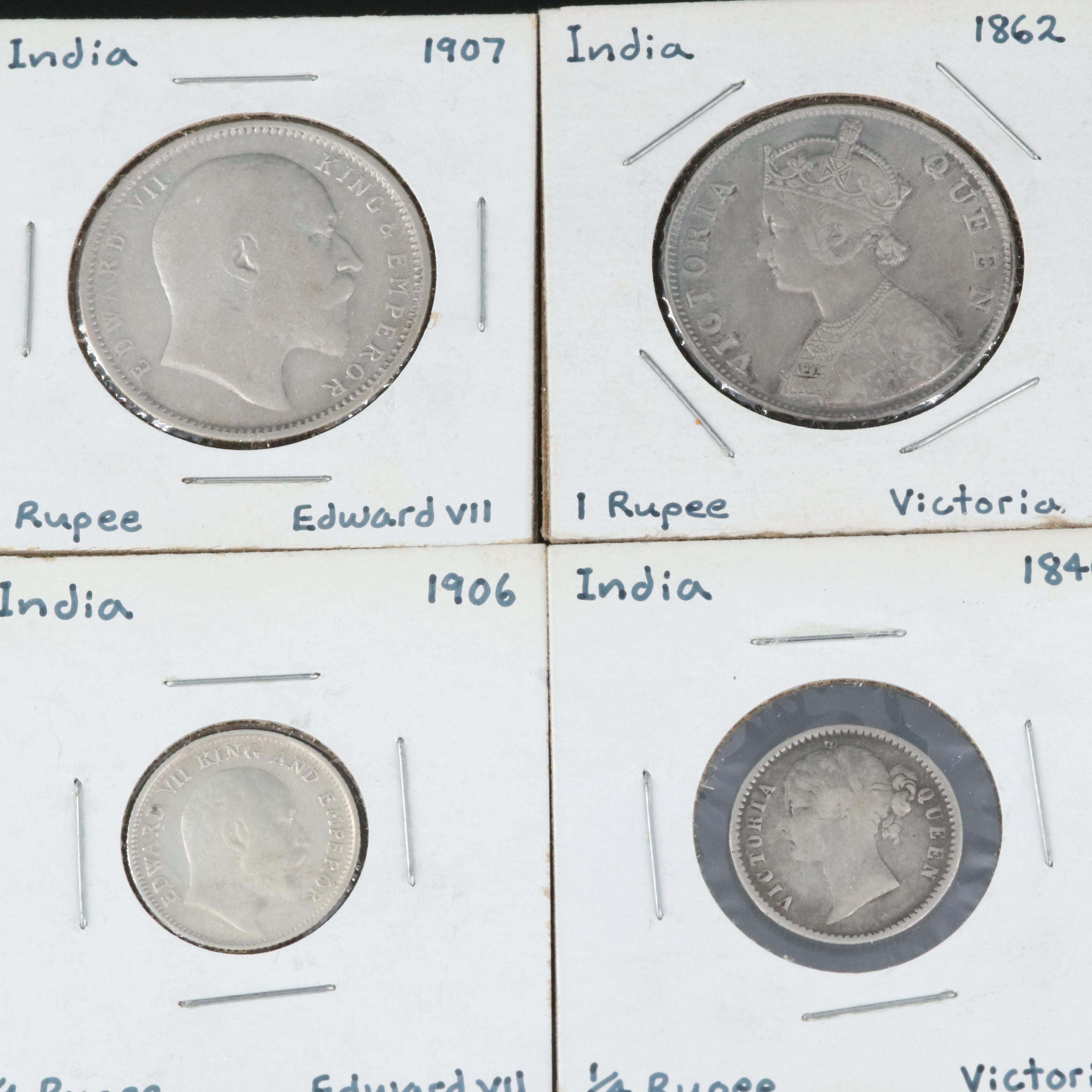 Collection of Eight British India Silver Coins