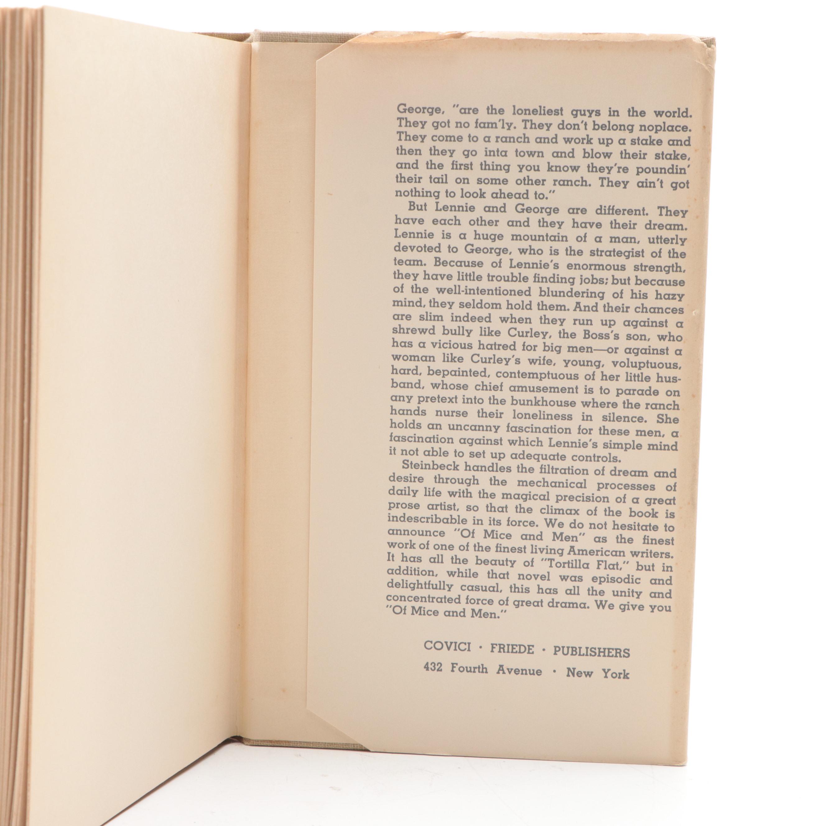 Signed "Of Mice and Men" by John Steinbeck, 1937