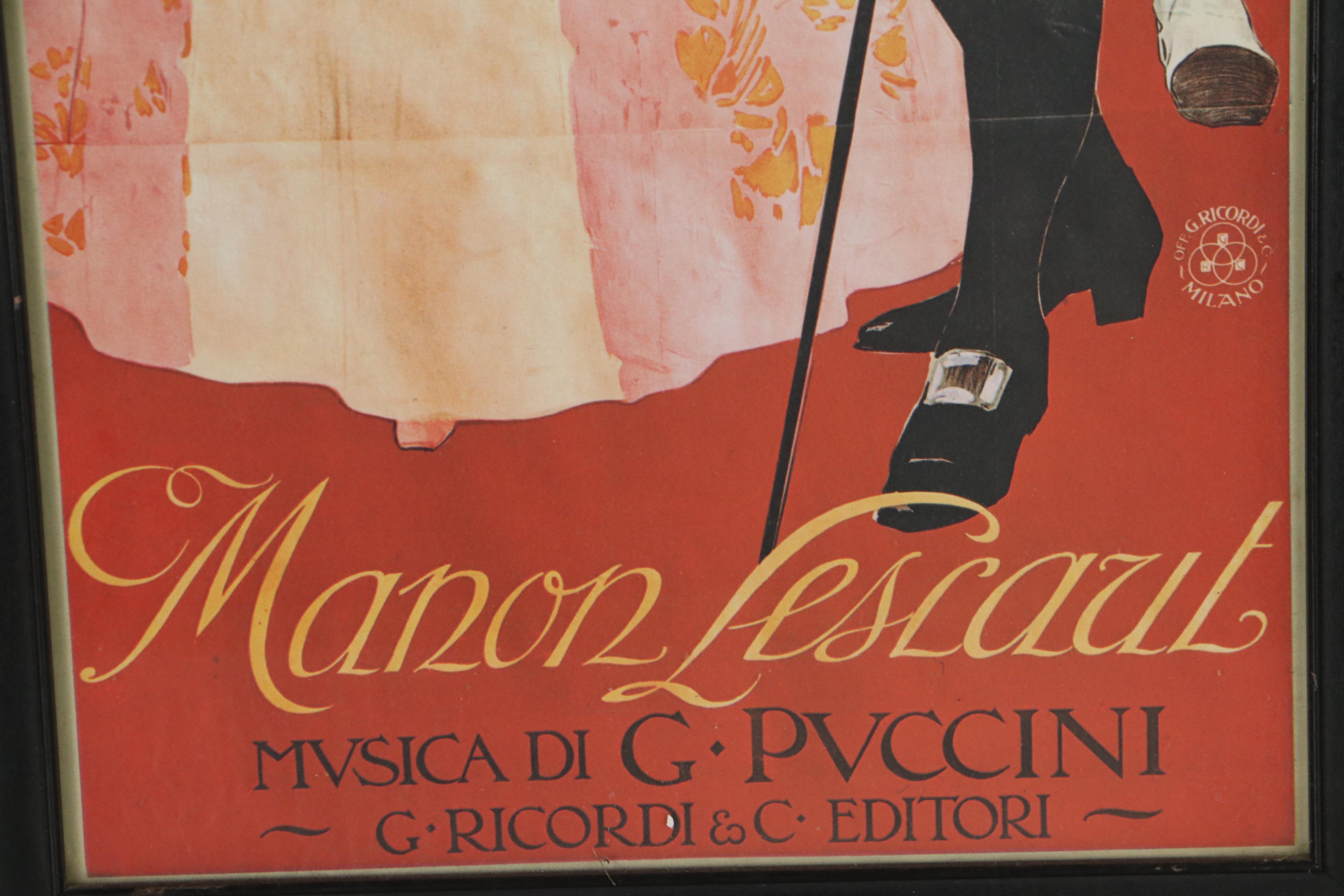 Manon Lescaut, Musica di Puccini Offset Lithograph Advertisement