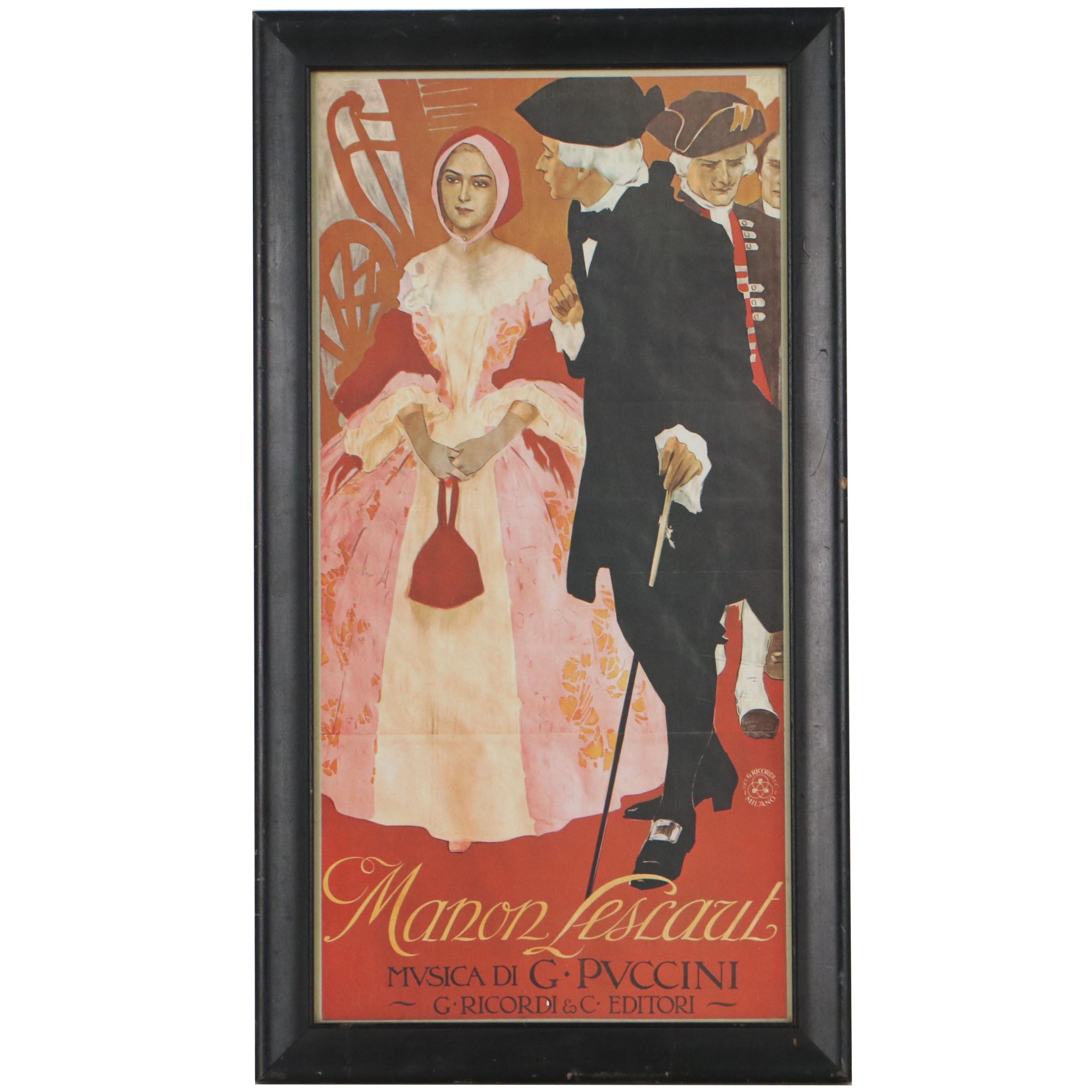 Manon Lescaut, Musica di Puccini Offset Lithograph Advertisement