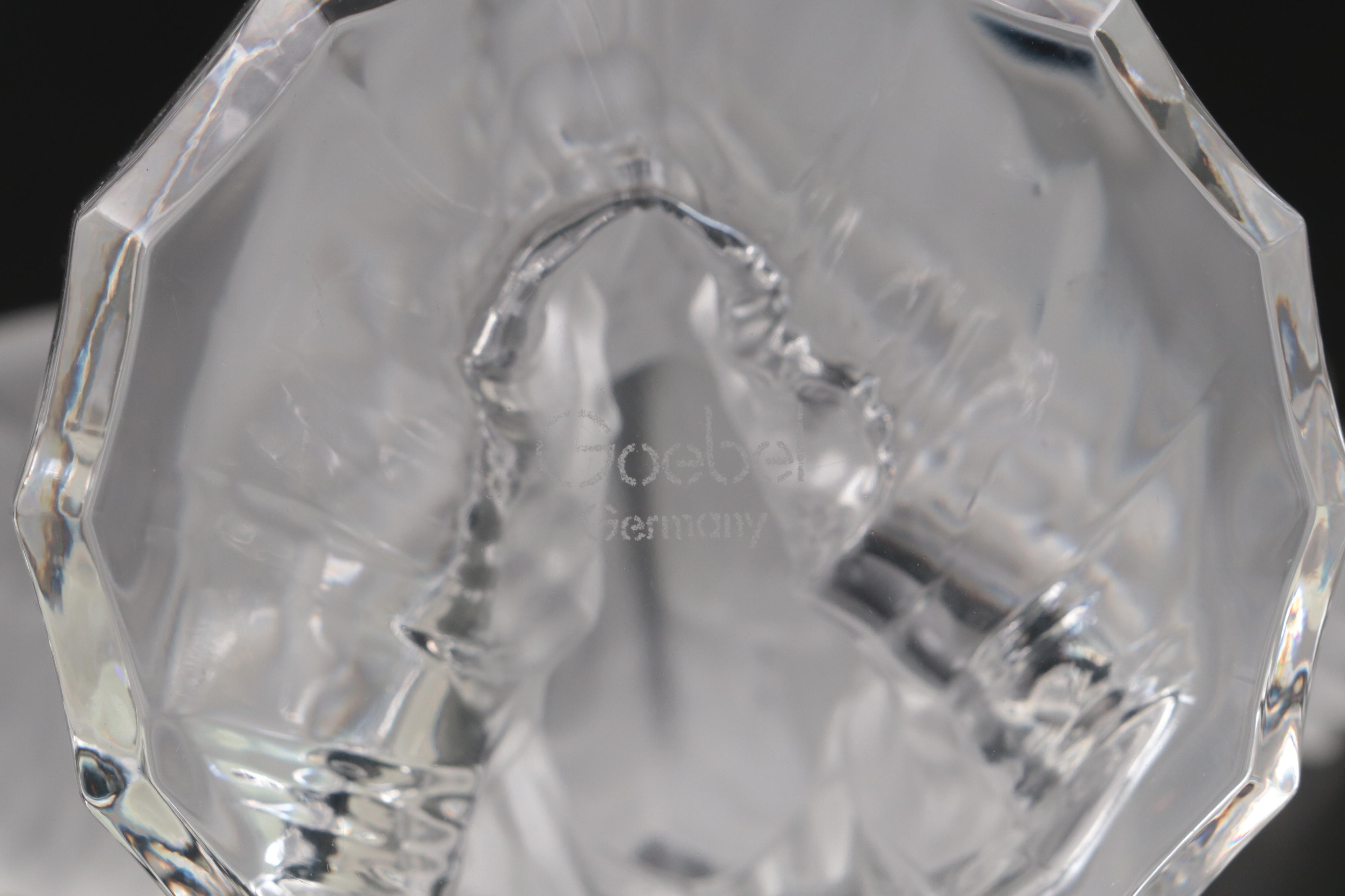 Goebel Frosted Crystal Owl, Eagle, and Parrot Figurines