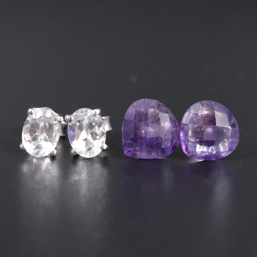 Sterling Stud Earrings Including Amethyst