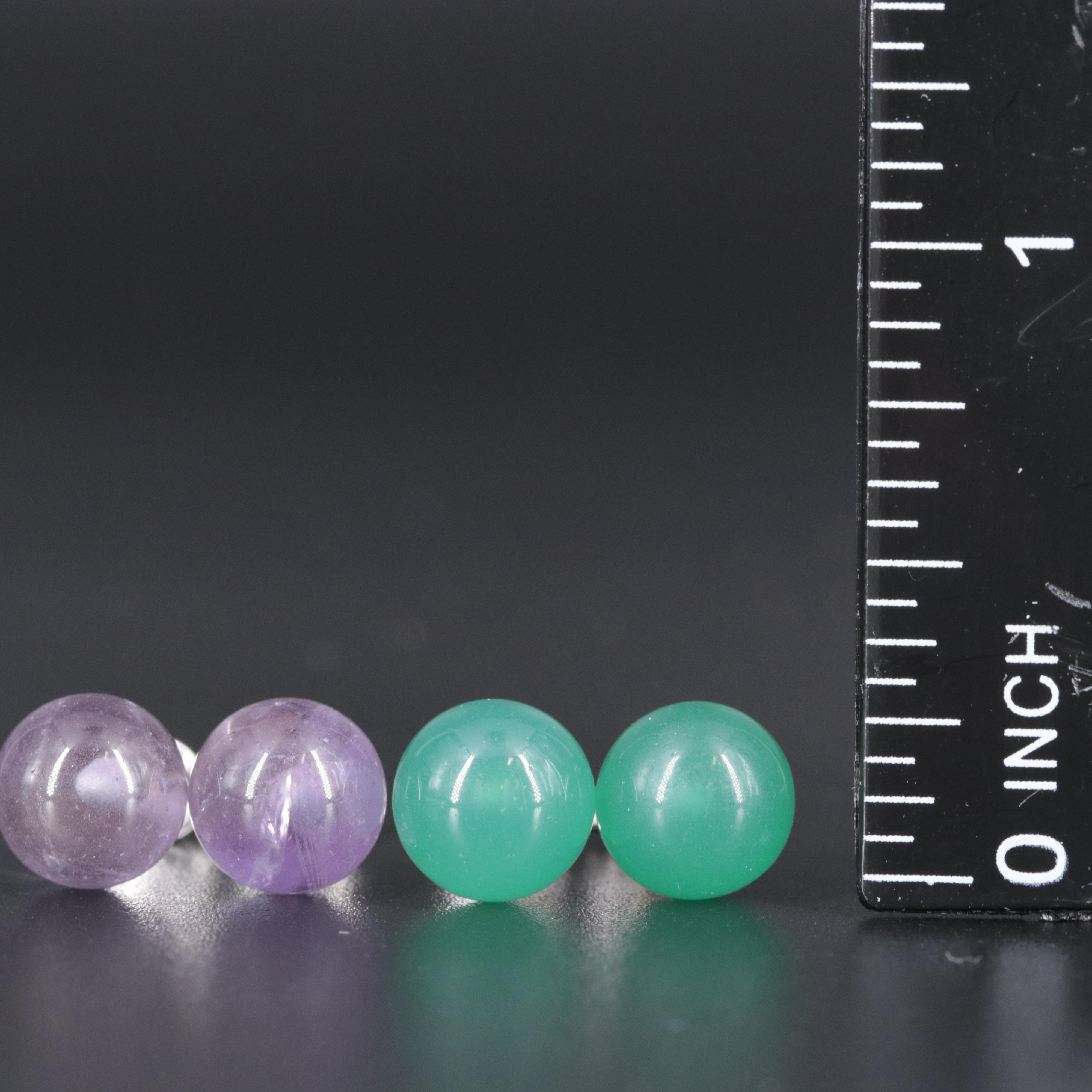 Sterling Silver Stud Earrings Featuring Gemstones