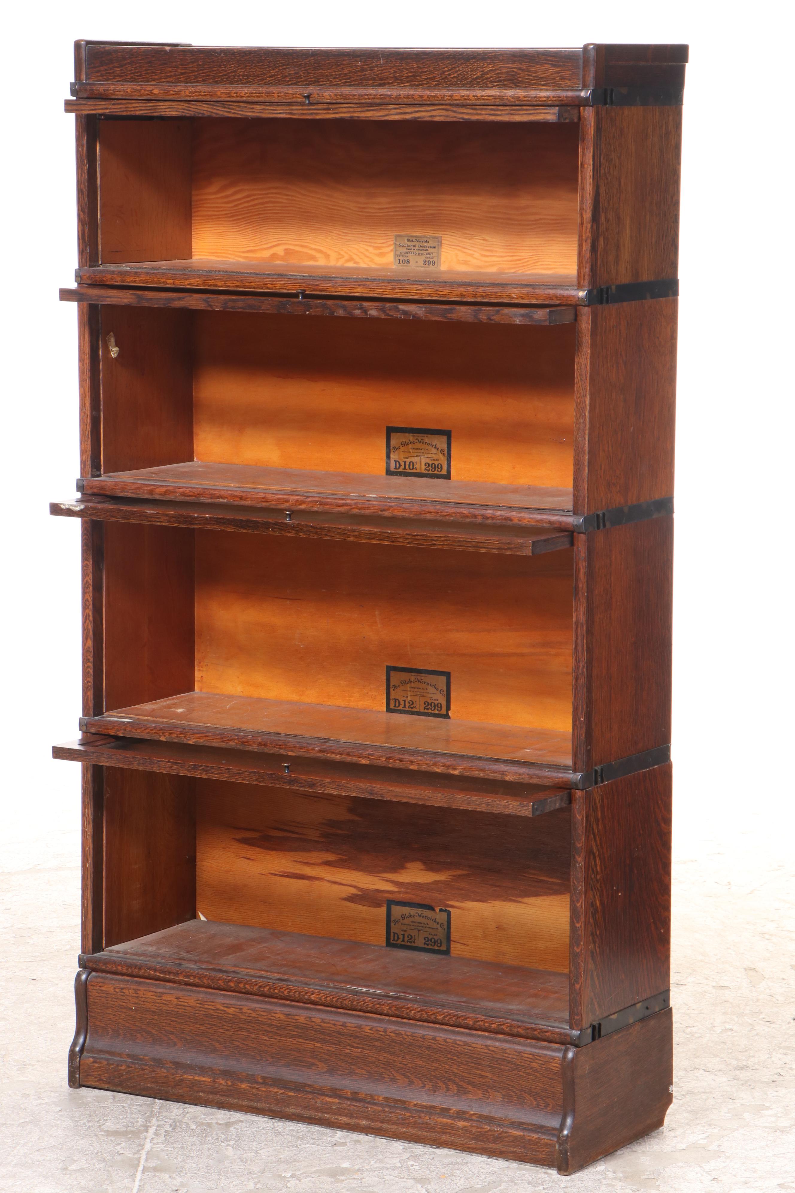 The Globe-Wernicke Co. Oak Four-Stack Barrister's Bookcase, Early 20th Century