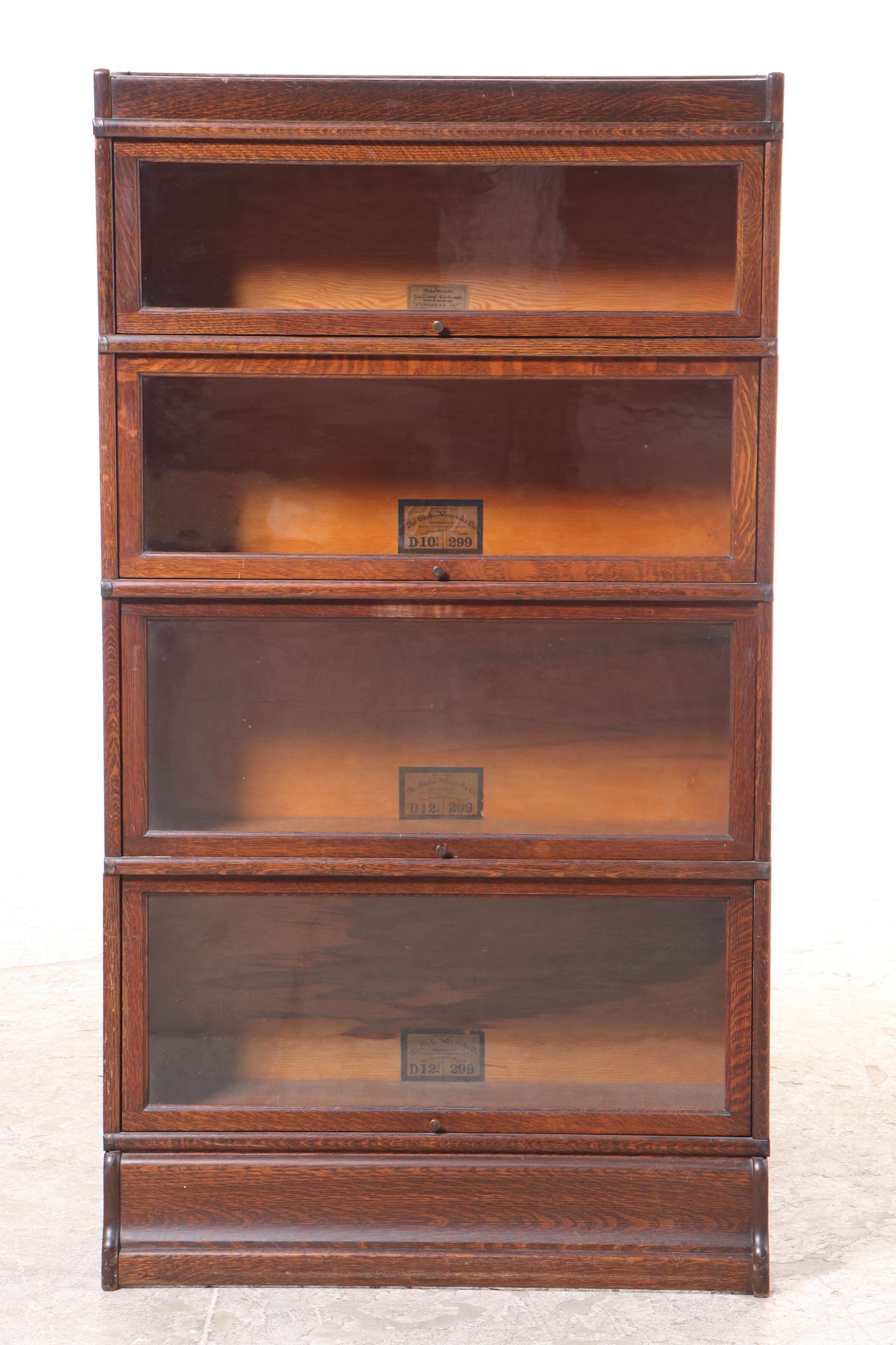 The Globe-Wernicke Co. Oak Four-Stack Barrister's Bookcase, Early 20th Century