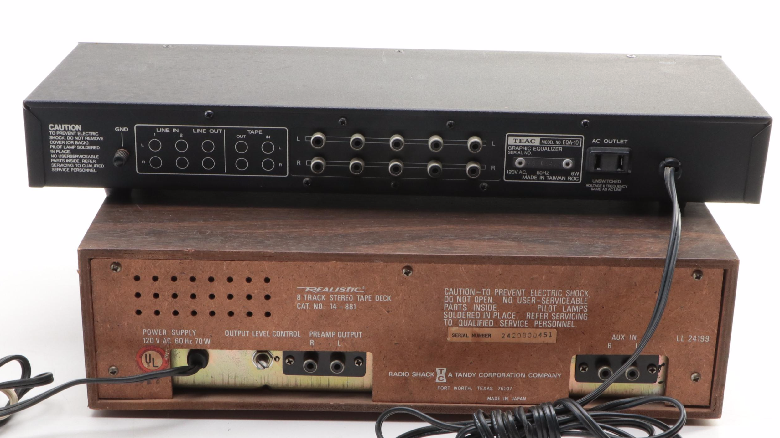 Marantz 5020 Cassette Deck, Realistic TR-881 8-Track Recorder and TEAC Equalizer