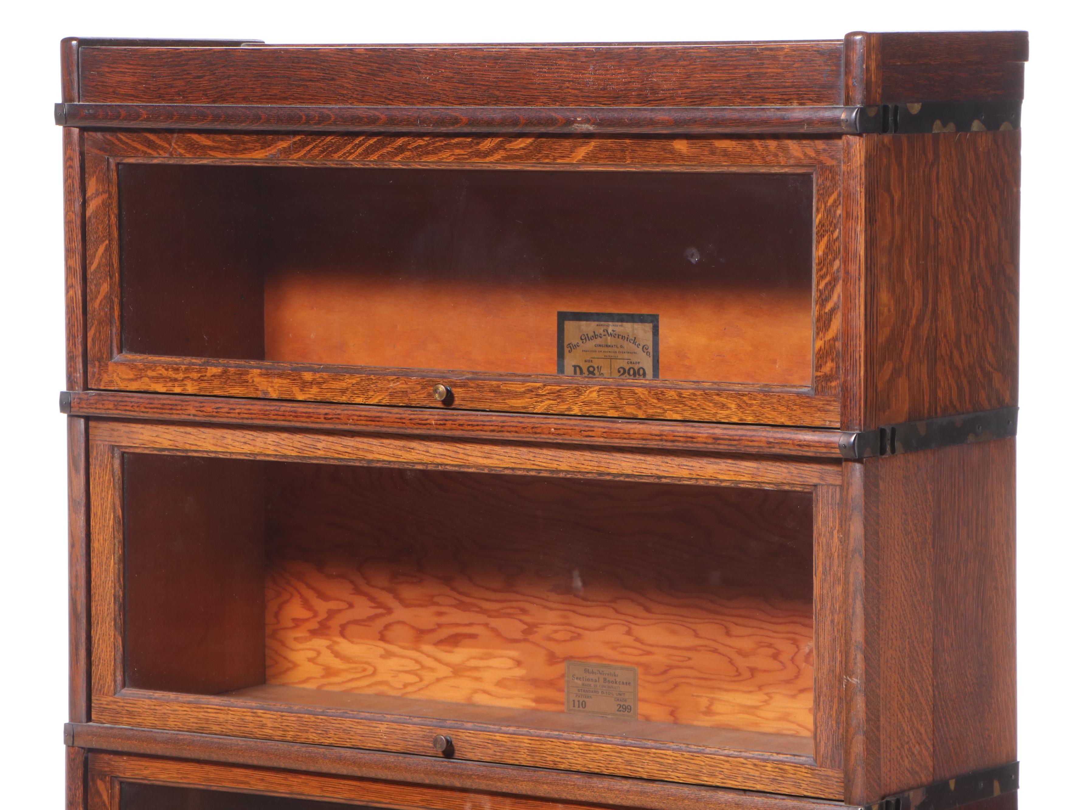 The Globe-Wernicke Co. Oak Four-Stack Barrister's Bookcase, Early 20th Century