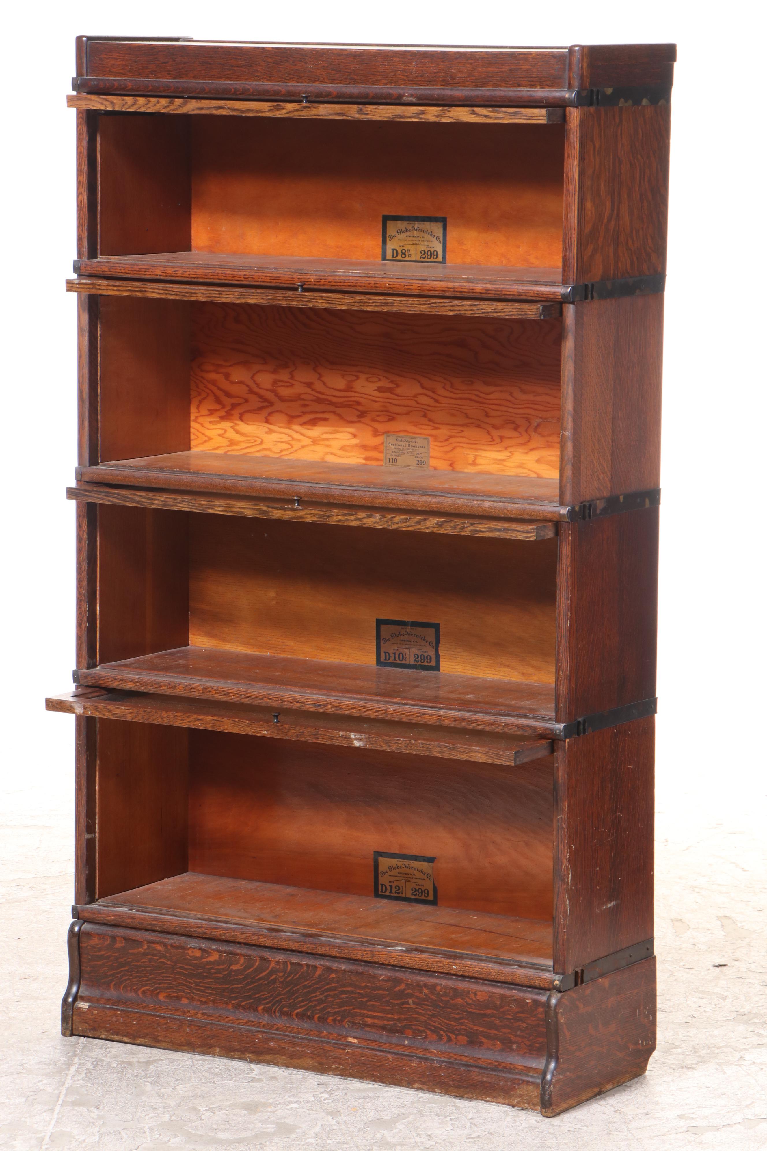 The Globe-Wernicke Co. Oak Four-Stack Barrister's Bookcase, Early 20th Century
